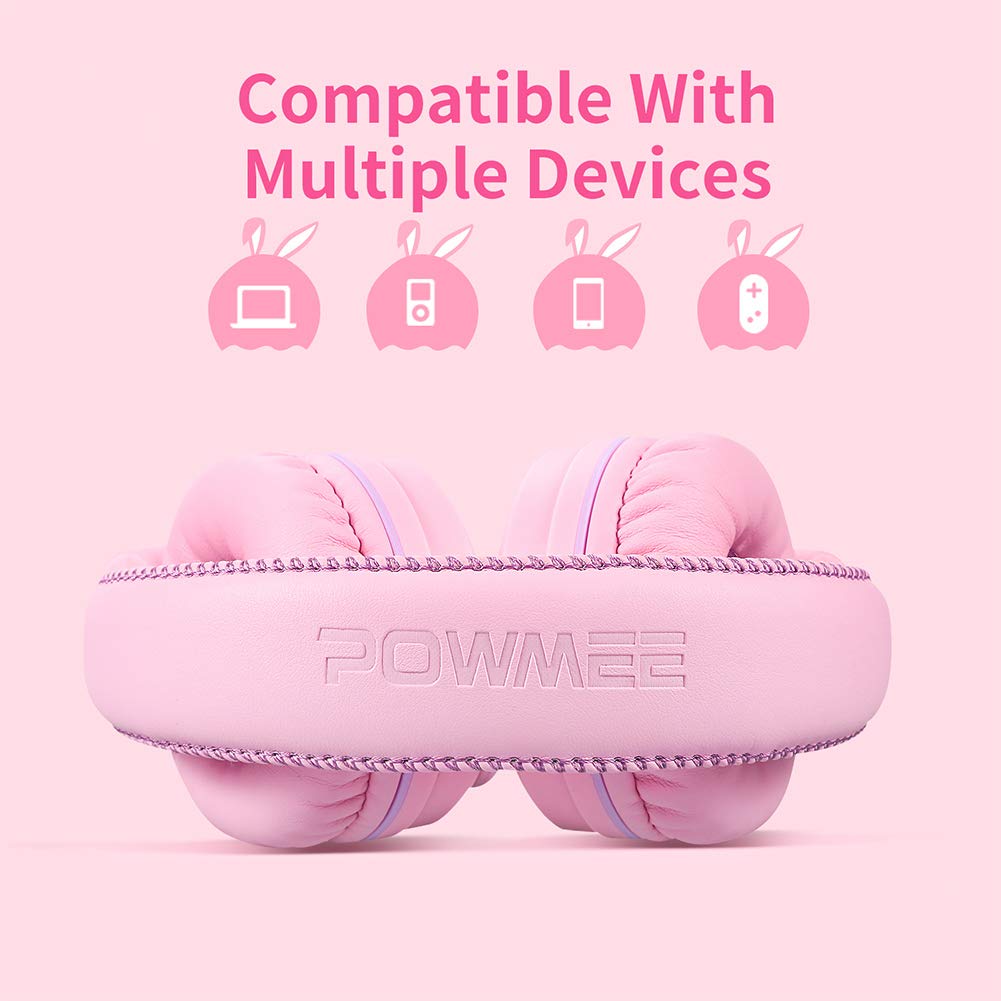 Foto 5 pulgar | Auriculares Powmee M1 Para Niños Con Cable, Plegables Y Ajustables, Rosa - Venta Internacional.