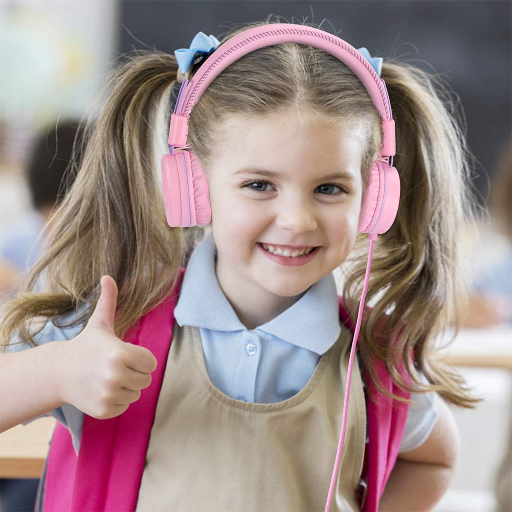 Foto 6 pulgar | Auriculares Powmee M1 Para Niños Con Cable, Plegables Y Ajustables, Rosa - Venta Internacional.