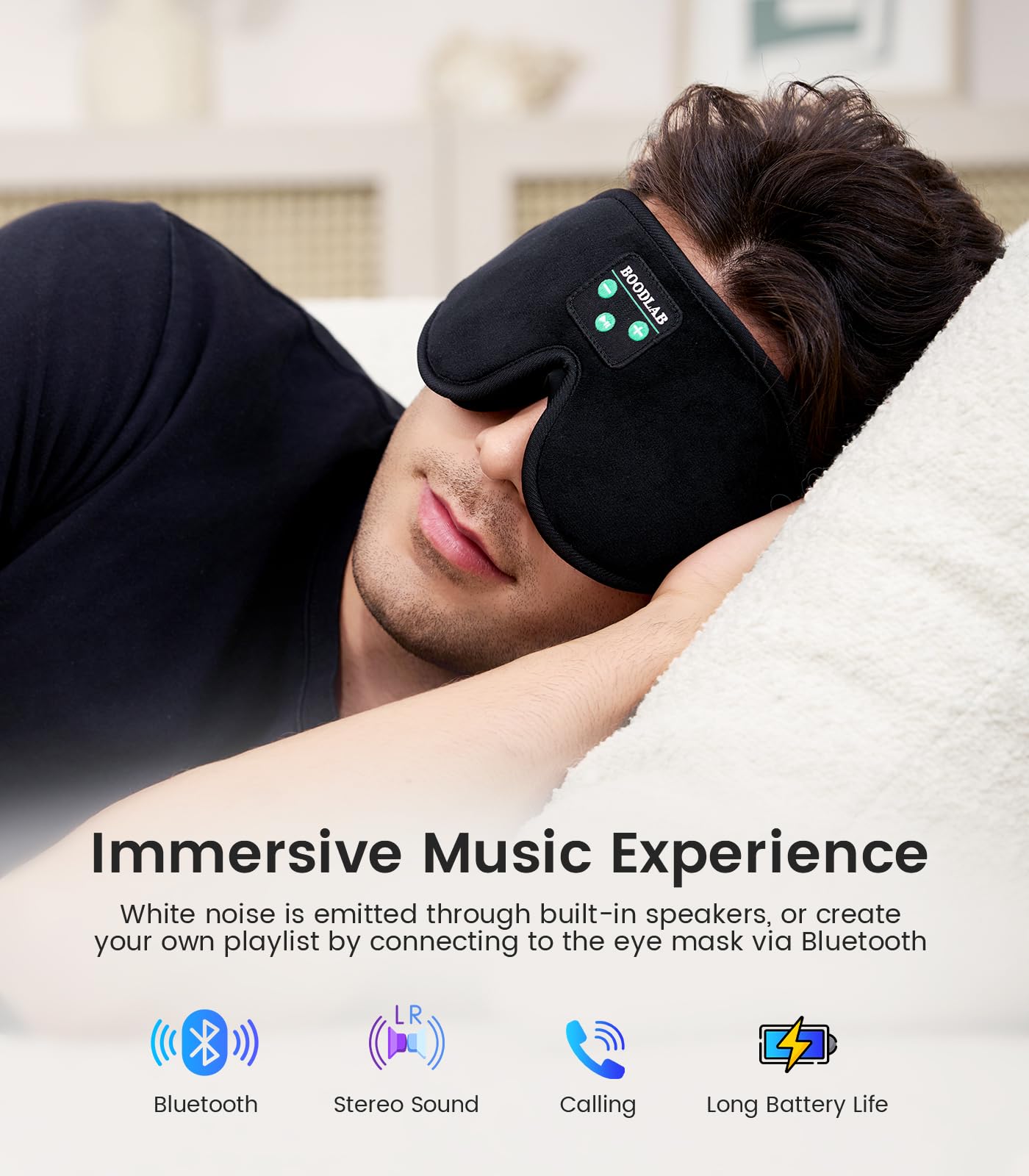 Foto 5 pulgar | Máscara Para Dormir Bluetooth Boodlab Con Auriculares Bluetooth - Venta Internacional.