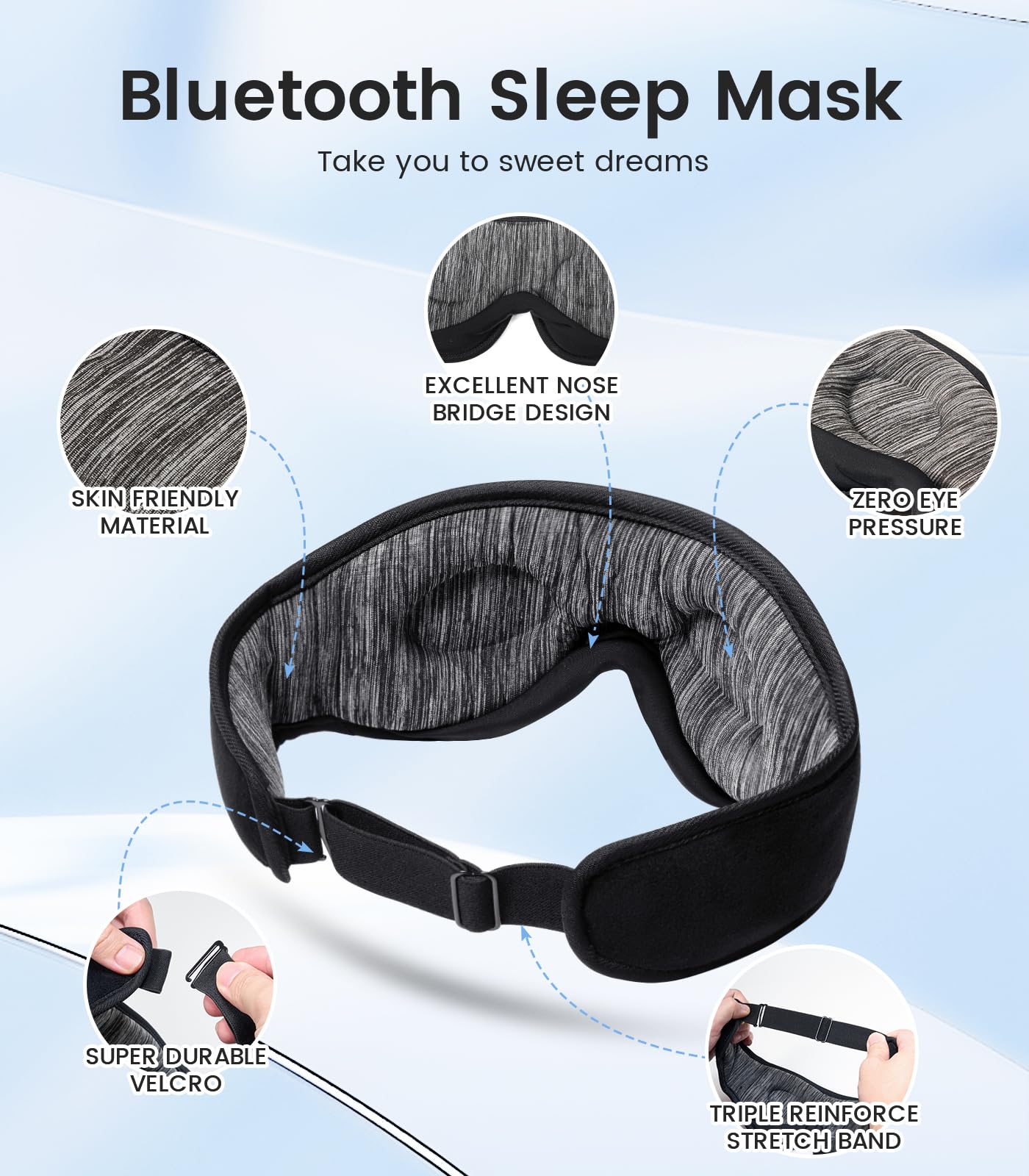 Foto 7 pulgar | Máscara Para Dormir Bluetooth Boodlab Con Auriculares Bluetooth - Venta Internacional.