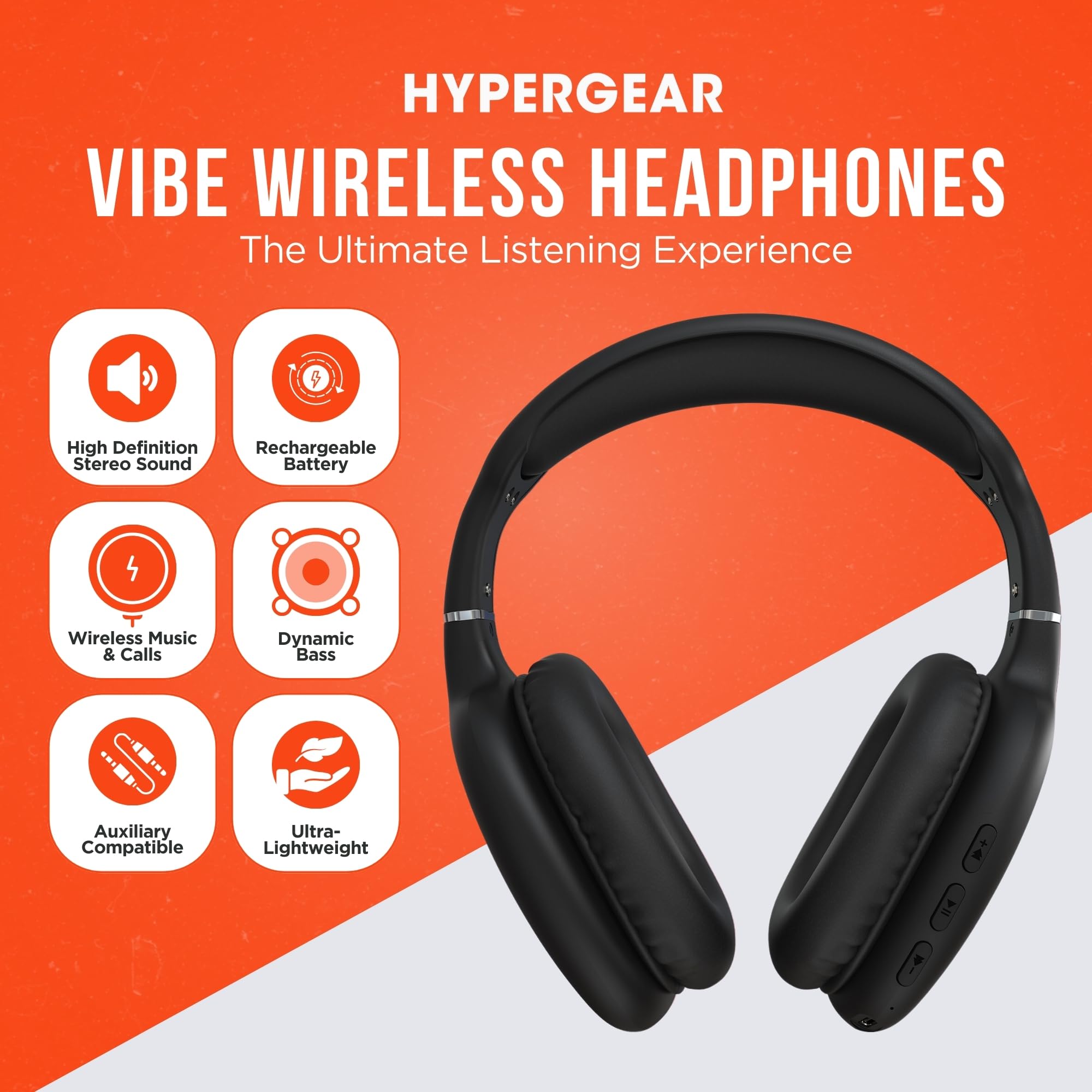 Foto 3 pulgar | Auriculares Inalámbricos Hypergear Vibe Bluetooth Para Colocar Sobre Las Orejas Negros - Venta Internacional.