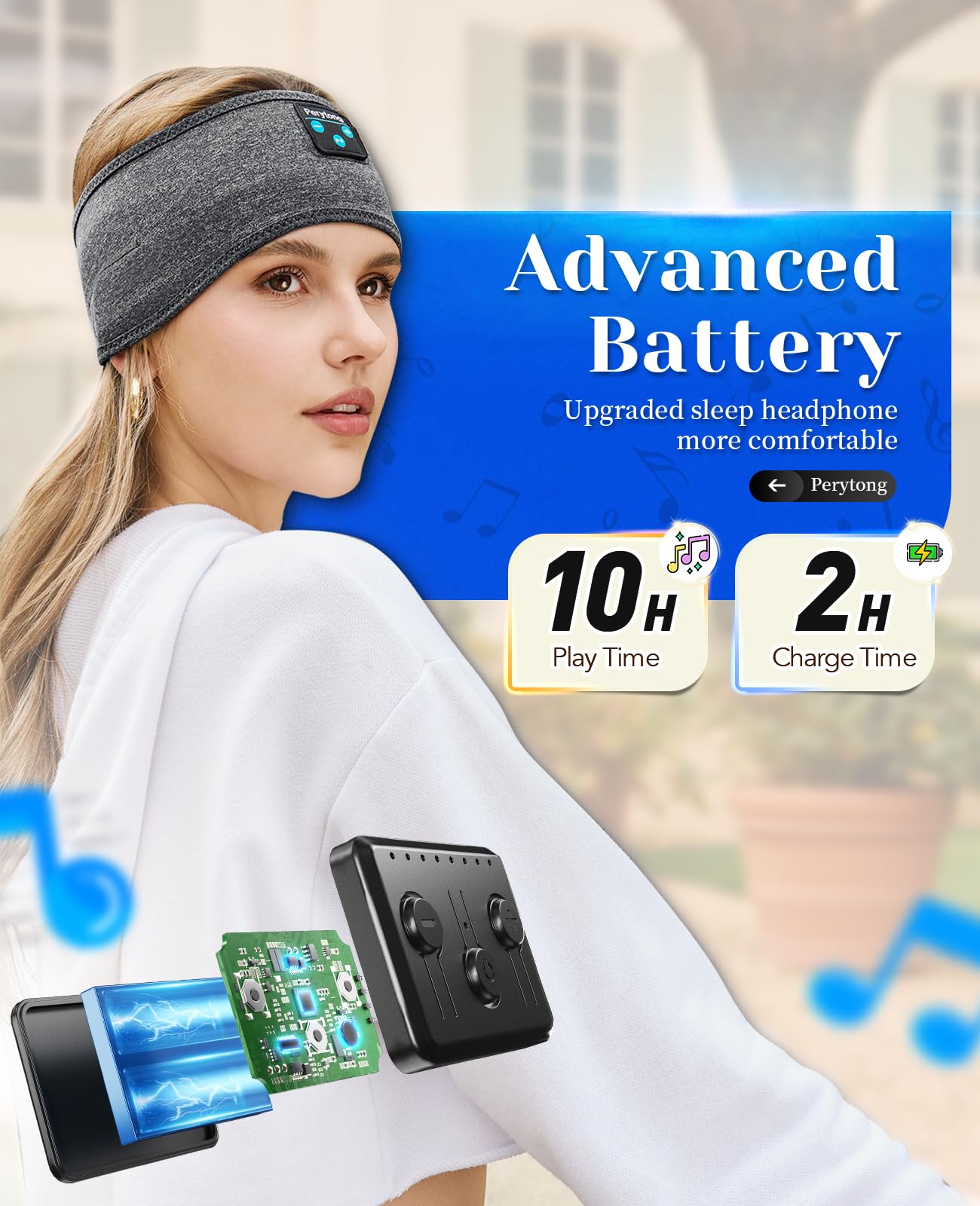 Foto 7 pulgar | Auriculares Para Dormir Con Diadema Bluetooth Perytong, Color Gris Oscuro - Venta Internacional.