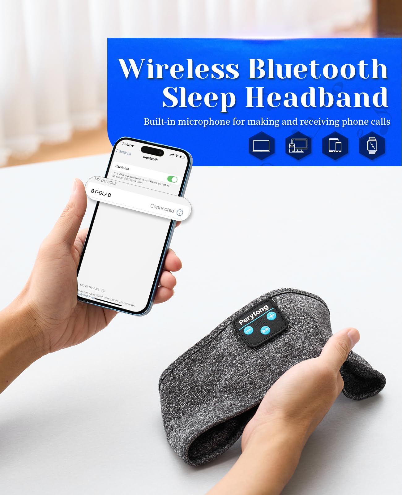 Foto 8 pulgar | Auriculares Para Dormir Con Diadema Bluetooth Perytong, Color Gris Oscuro - Venta Internacional.