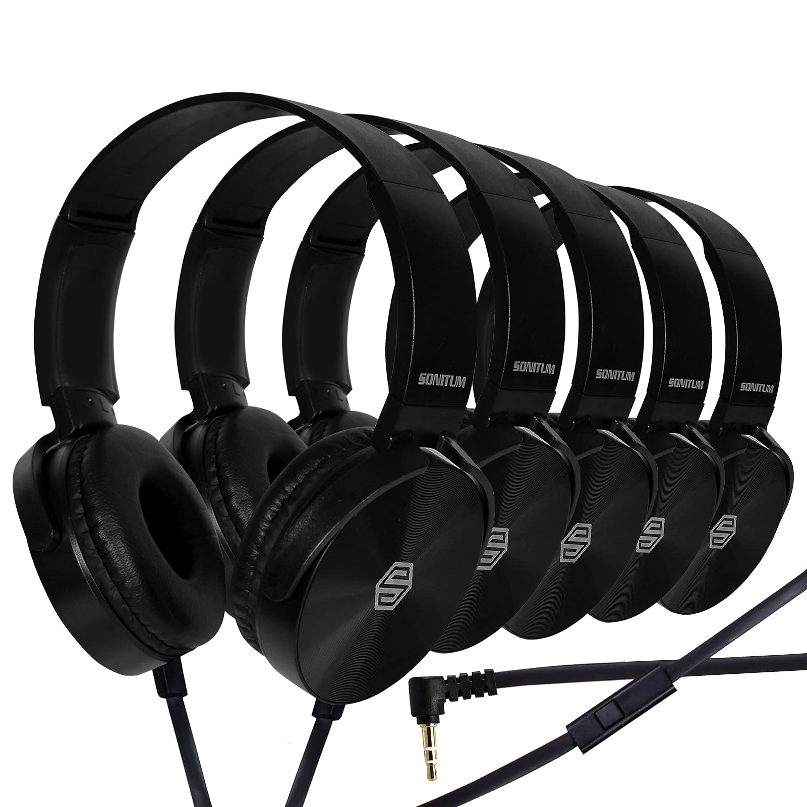 Auriculares Sonitum Classroom, Paquete De 10 Con Micrófono Para Niños, Color Negro - Venta Internacional.