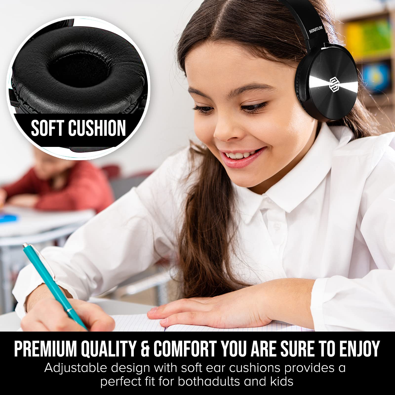 Foto 4 | Auriculares Sonitum Classroom, Paquete De 10 Con Micrófono Para Niños, Color Negro - Venta Internacional.