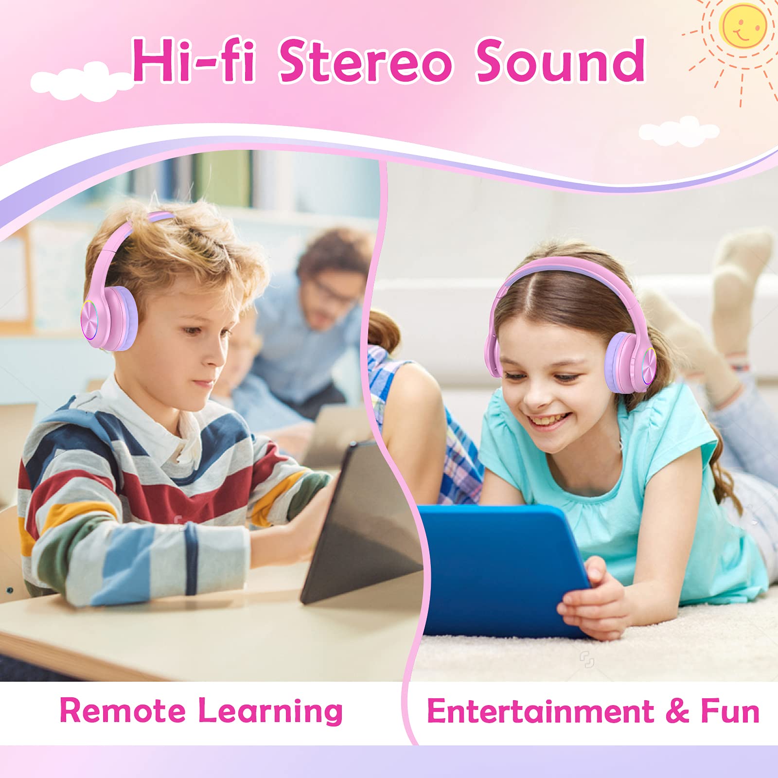 Foto 4 pulgar | Auriculares Inalámbricos Para Niños Candy Bila Cb01 Con Micrófono Rosa - Venta Internacional.