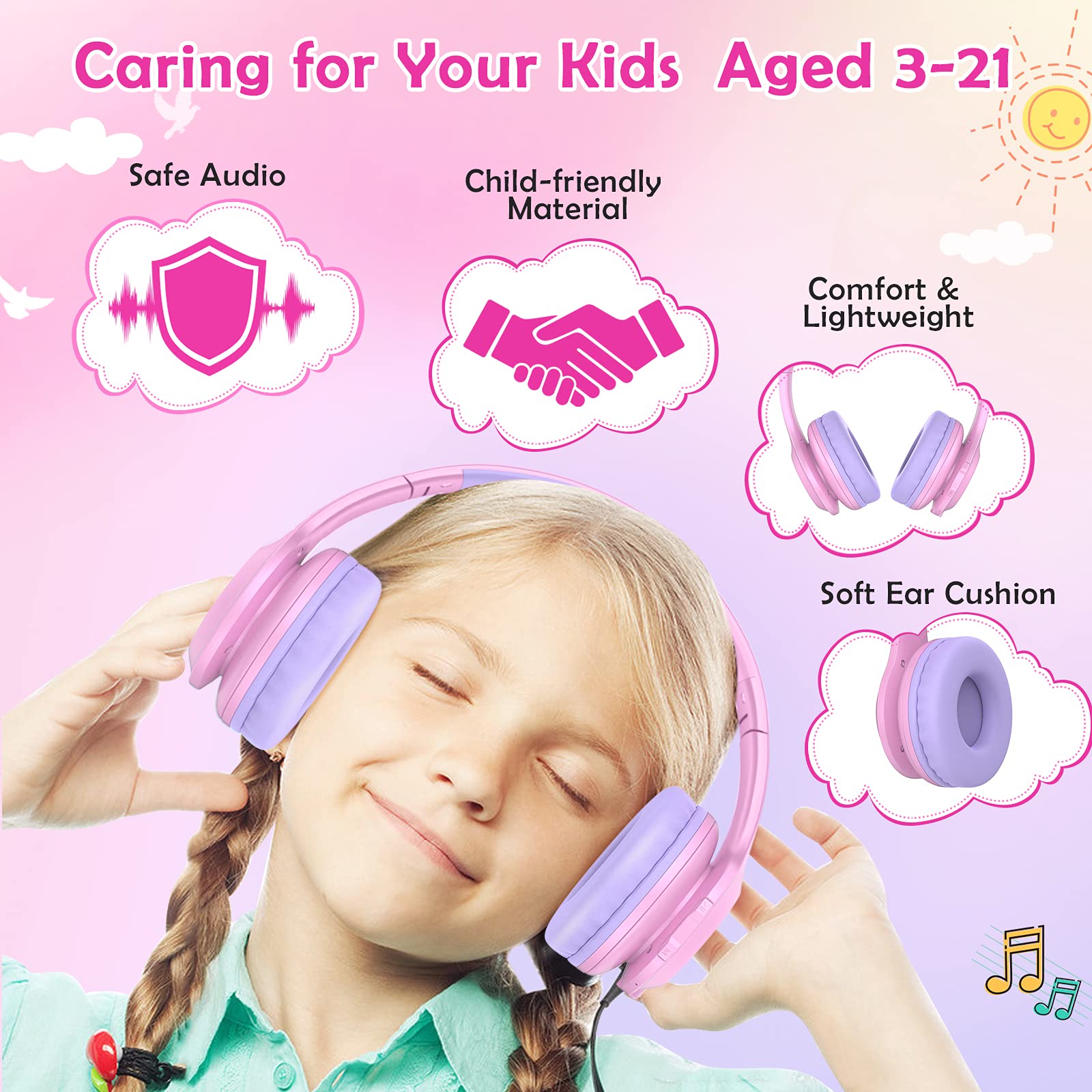 Foto 5 pulgar | Auriculares Inalámbricos Para Niños Candy Bila Cb01 Con Micrófono Rosa - Venta Internacional.