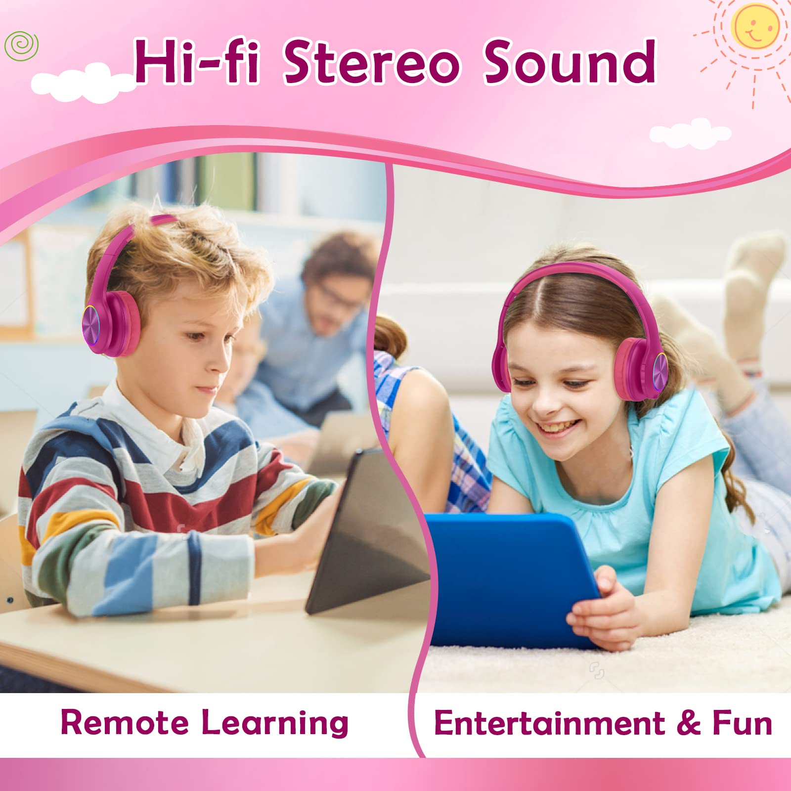 Foto 2 | Auriculares Inalámbricos Para Niños Candy Bila Cb01 Con Micrófono Y Luces Led - Venta Internacional.