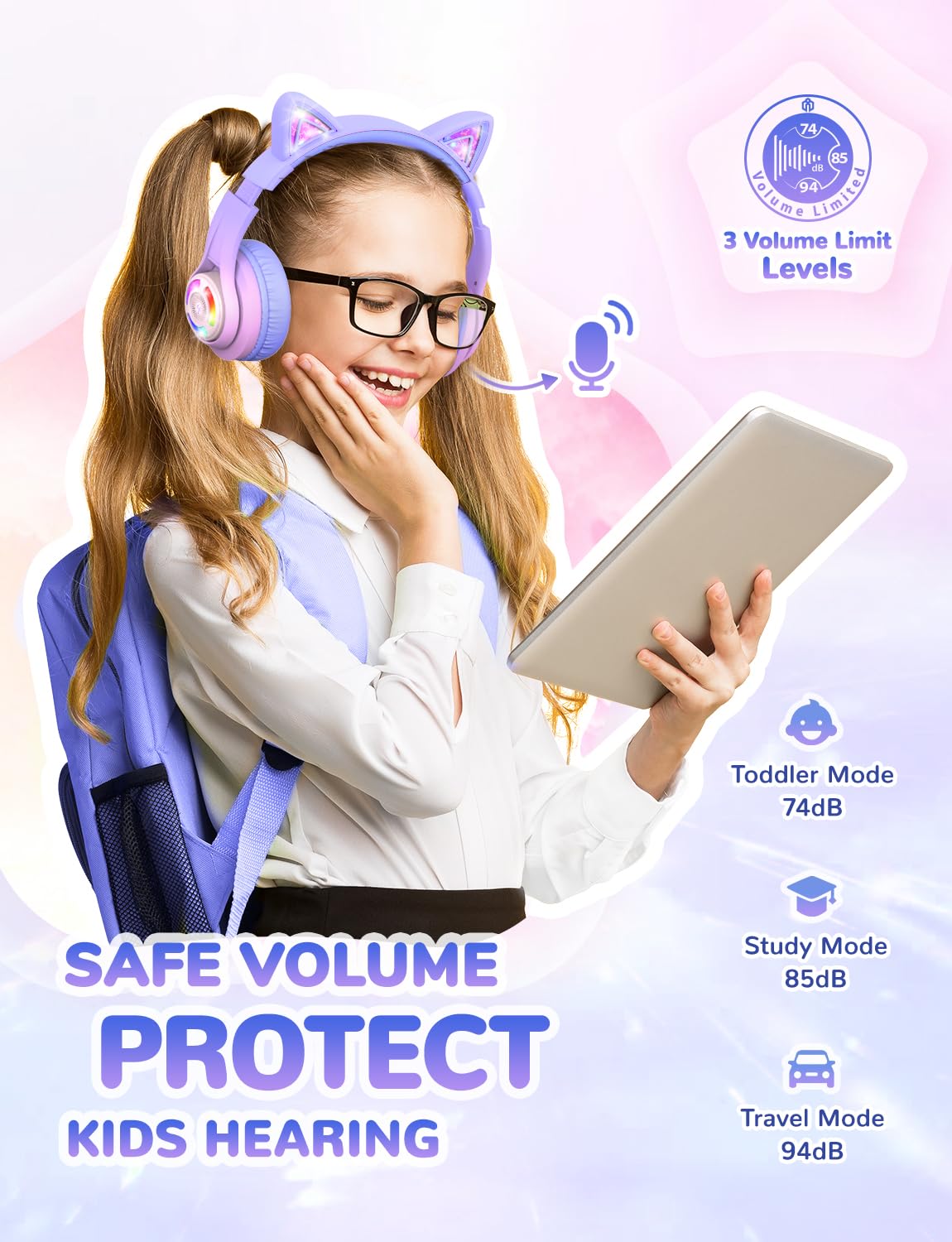 Foto 4 pulgar | Auriculares Inalámbricos Iclever Cat Ear Kids Con Led, 50 Horas De Reproducción - Venta Internacional.