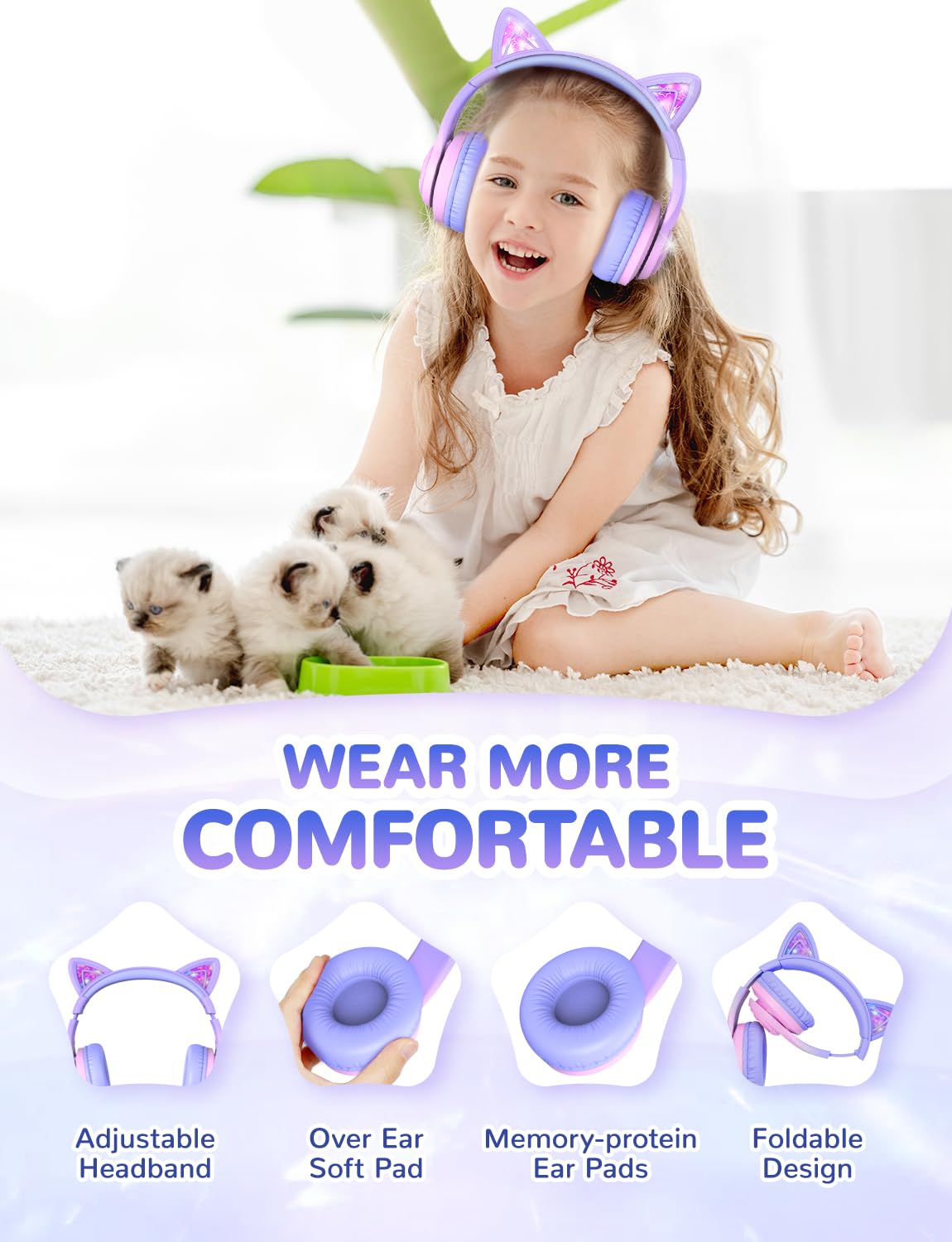 Foto 7 pulgar | Auriculares Inalámbricos Iclever Cat Ear Kids Con Led, 50 Horas De Reproducción - Venta Internacional.