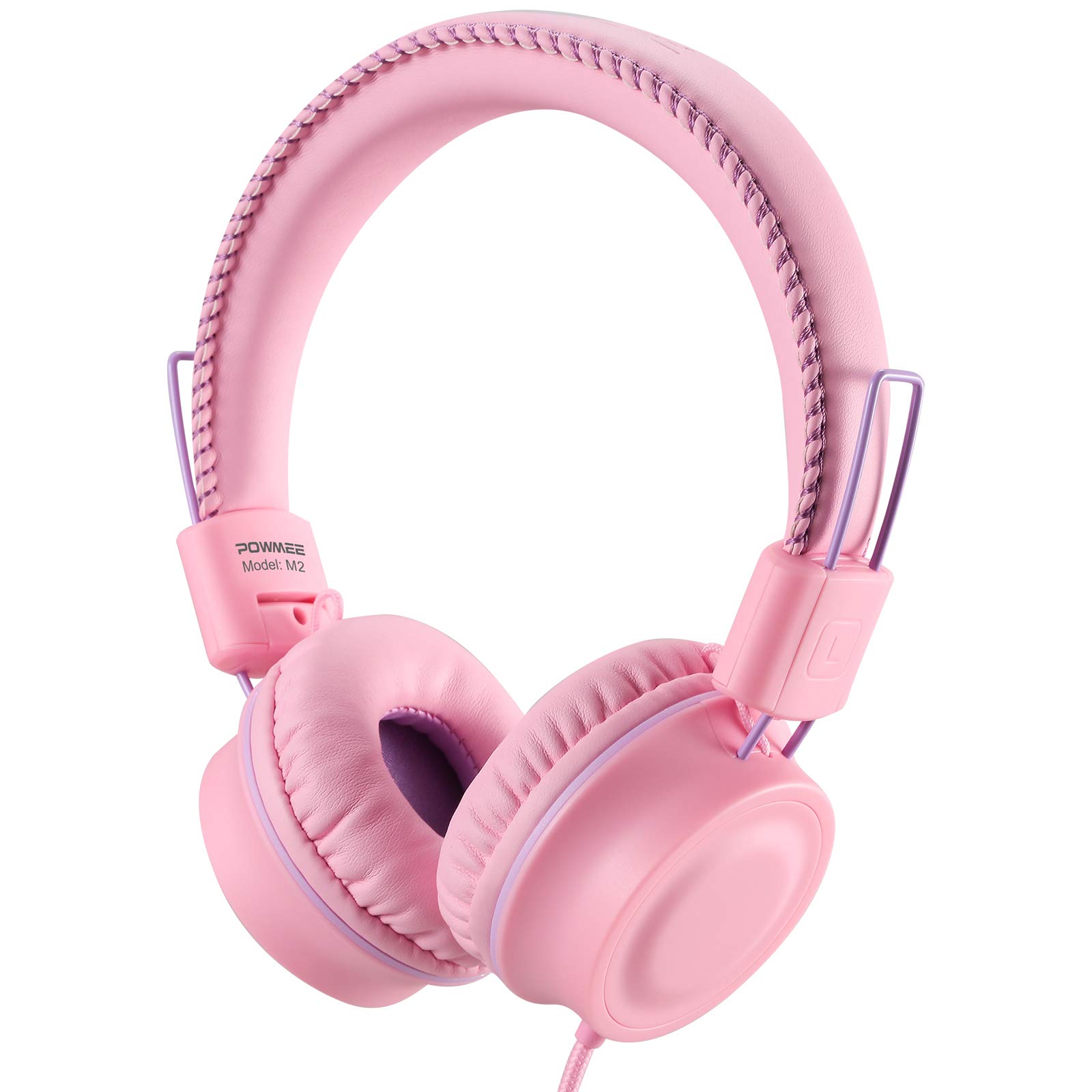 Auriculares Powmee M2 Kids Con Cable, Plegables Y Ajustables, Color Rosa - Venta Internacional.