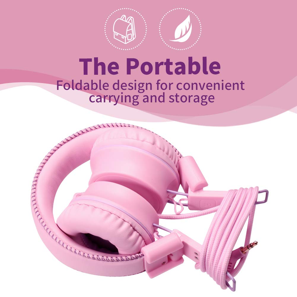 Foto 4 | Auriculares Powmee M2 Kids Con Cable, Plegables Y Ajustables, Color Rosa - Venta Internacional.