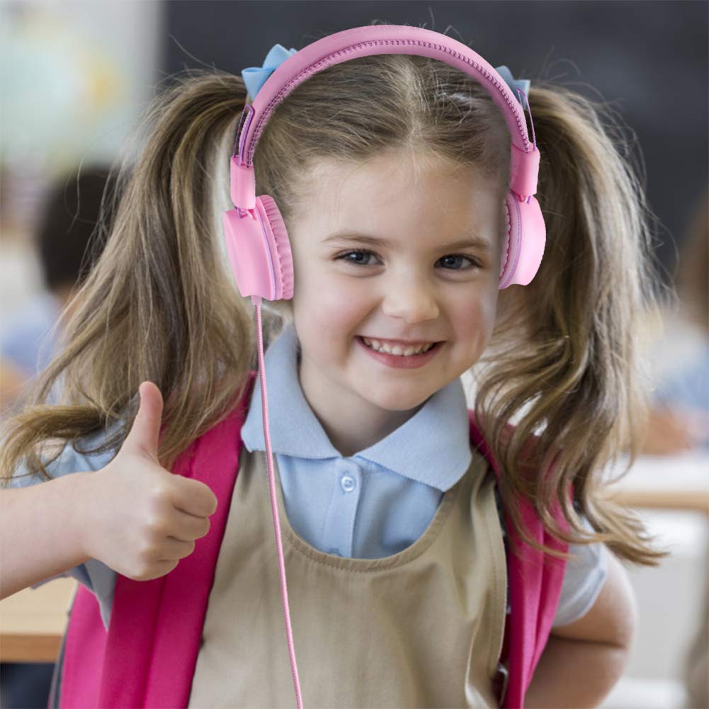 Foto 6 pulgar | Auriculares Powmee M2 Kids Con Cable, Plegables Y Ajustables, Color Rosa - Venta Internacional.