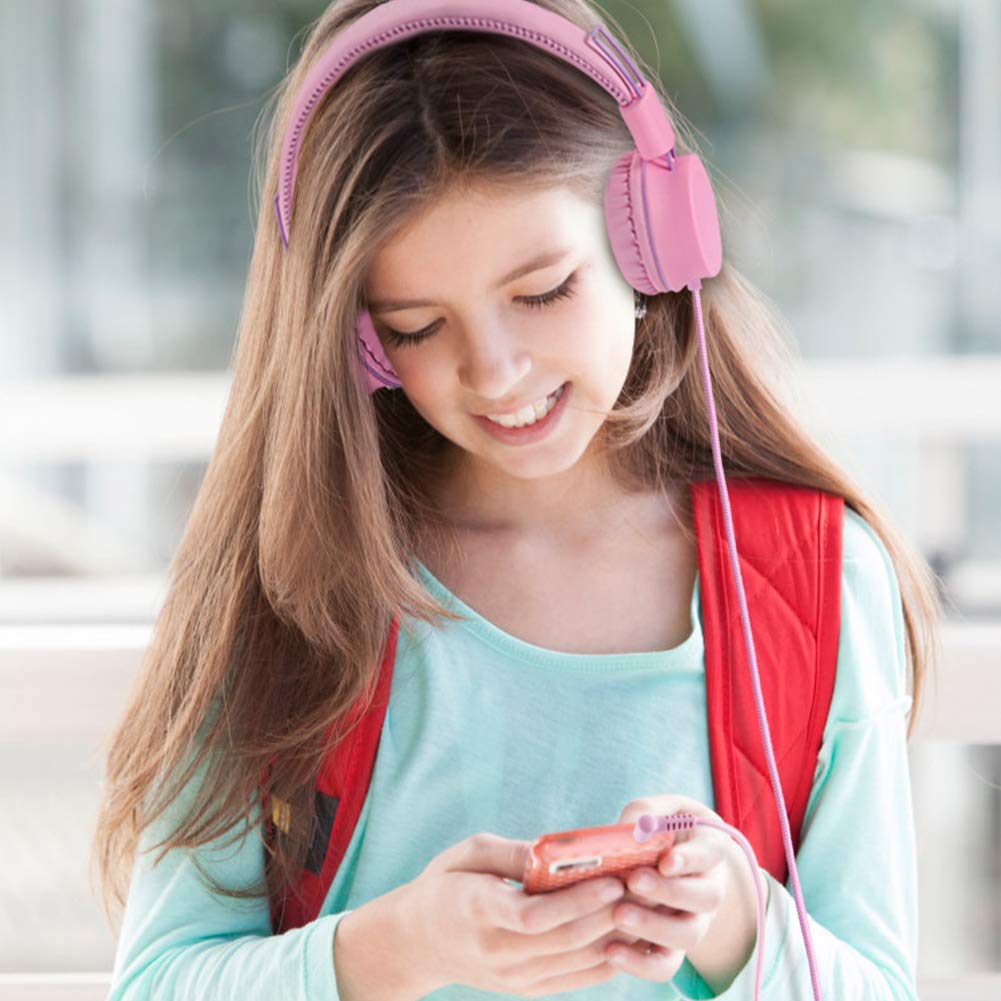 Foto 7 pulgar | Auriculares Powmee M2 Kids Con Cable, Plegables Y Ajustables, Color Rosa - Venta Internacional.