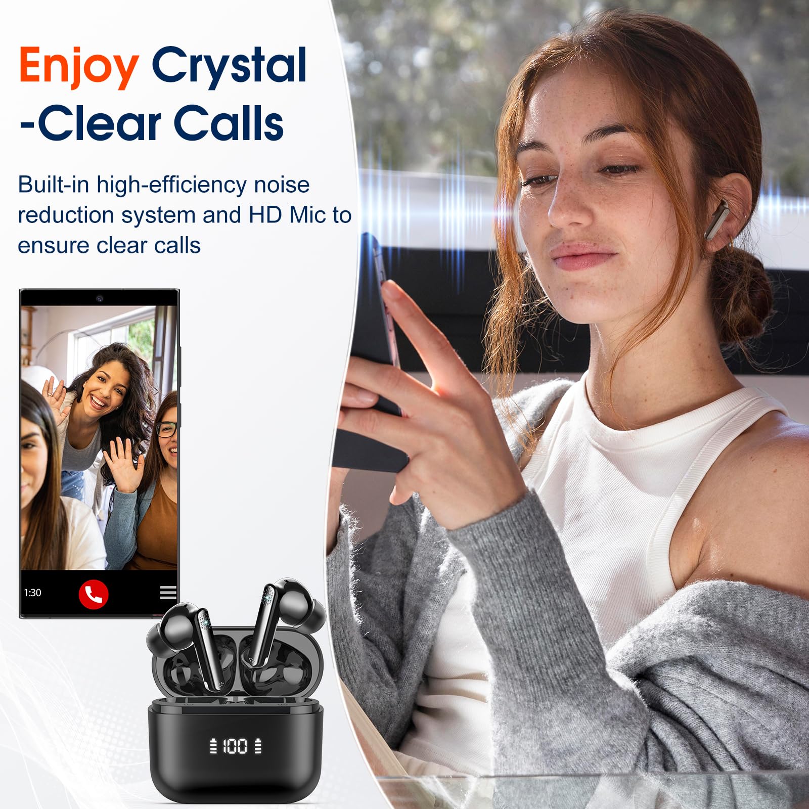 Foto 3 | Auriculares Inalámbricos Aptkdoe Bluetooth 5.3 Stereo Bass Con Micrófono Ipx7 - Venta Internacional.