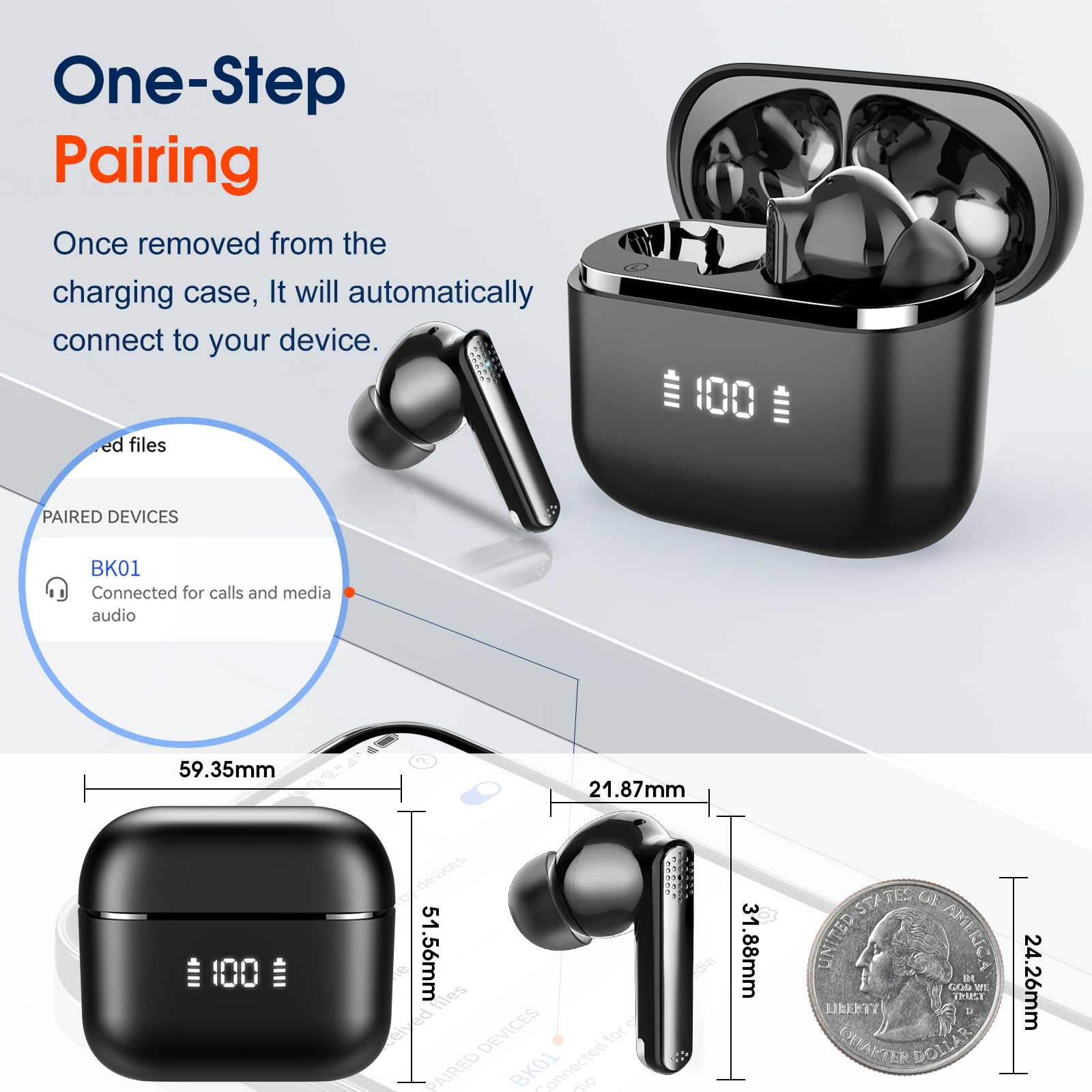 Foto 8 pulgar | Auriculares Inalámbricos Aptkdoe Bluetooth 5.3 Stereo Bass Con Micrófono Ipx7 - Venta Internacional.