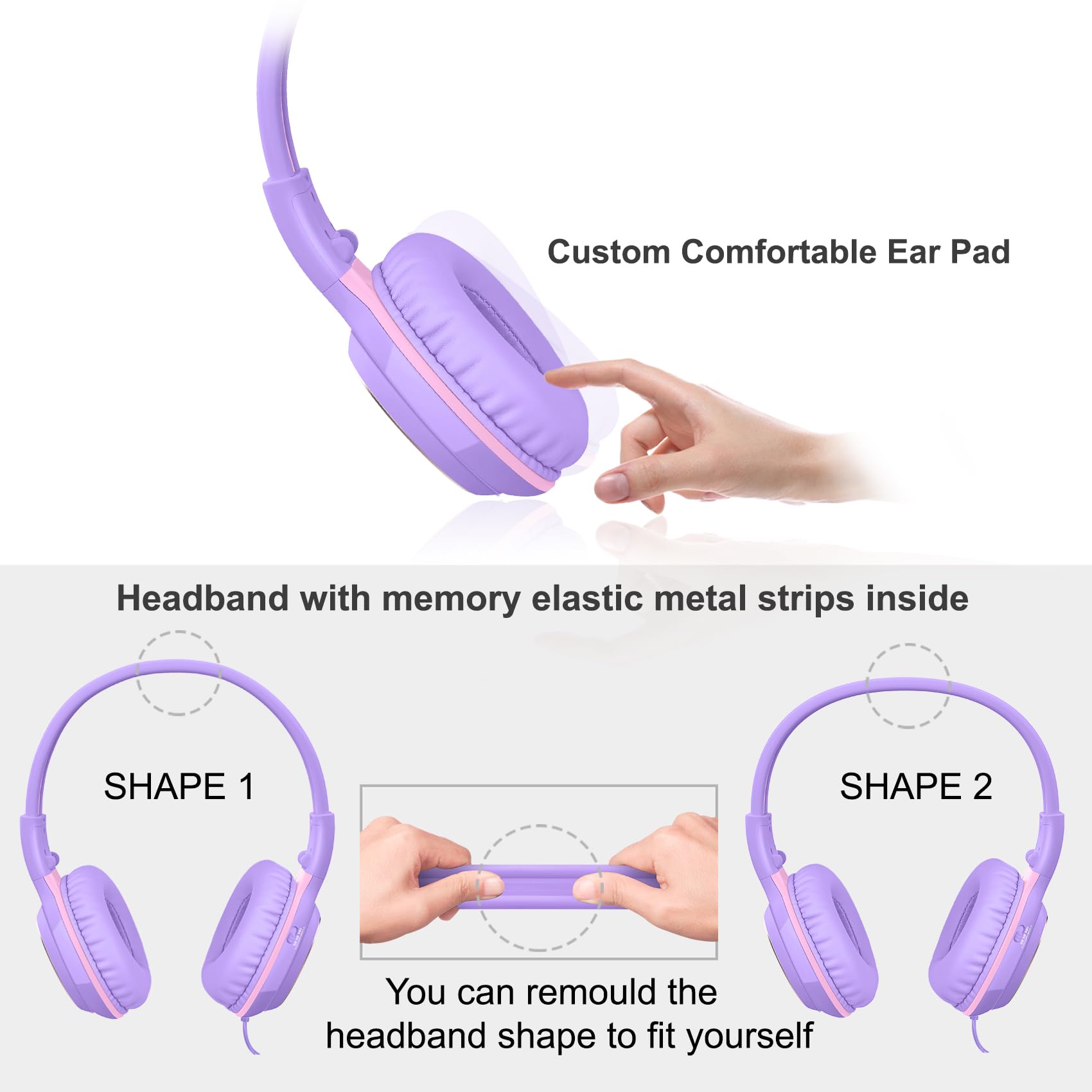 Foto 4 pulgar | Auriculares Simolio Wired Para Niños Con Micrófono Morados - Venta Internacional.