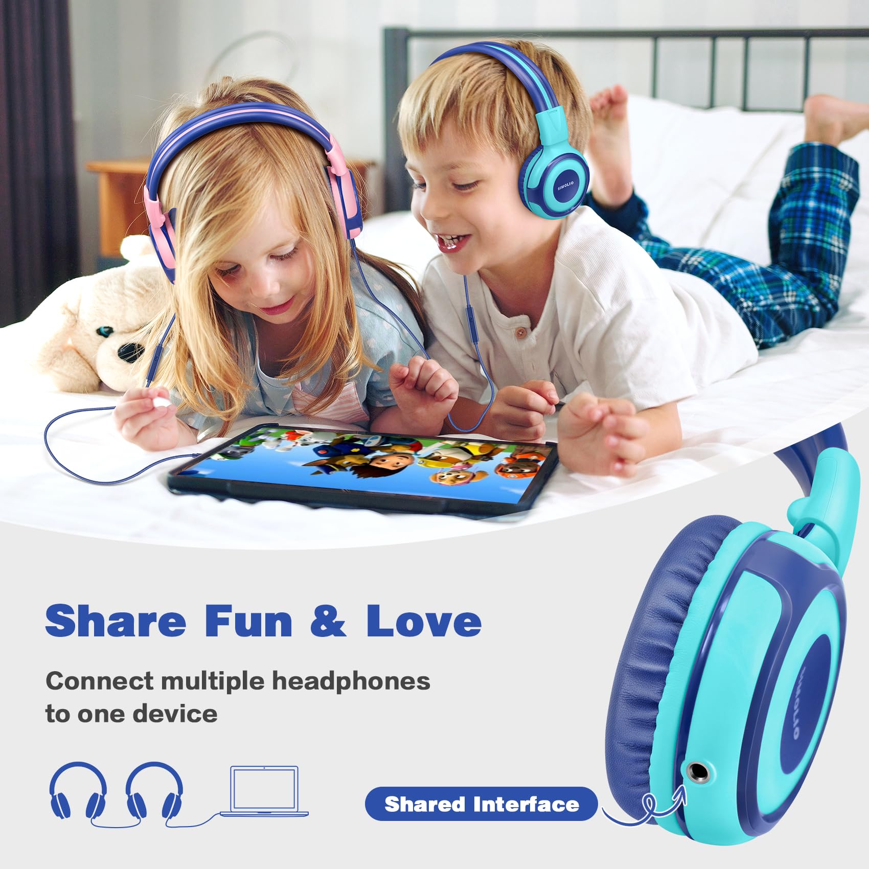 Foto 5 pulgar | Auriculares Simolio Para Niños, Volumen Limitado, Con Cable Y Micrófono - Venta Internacional.