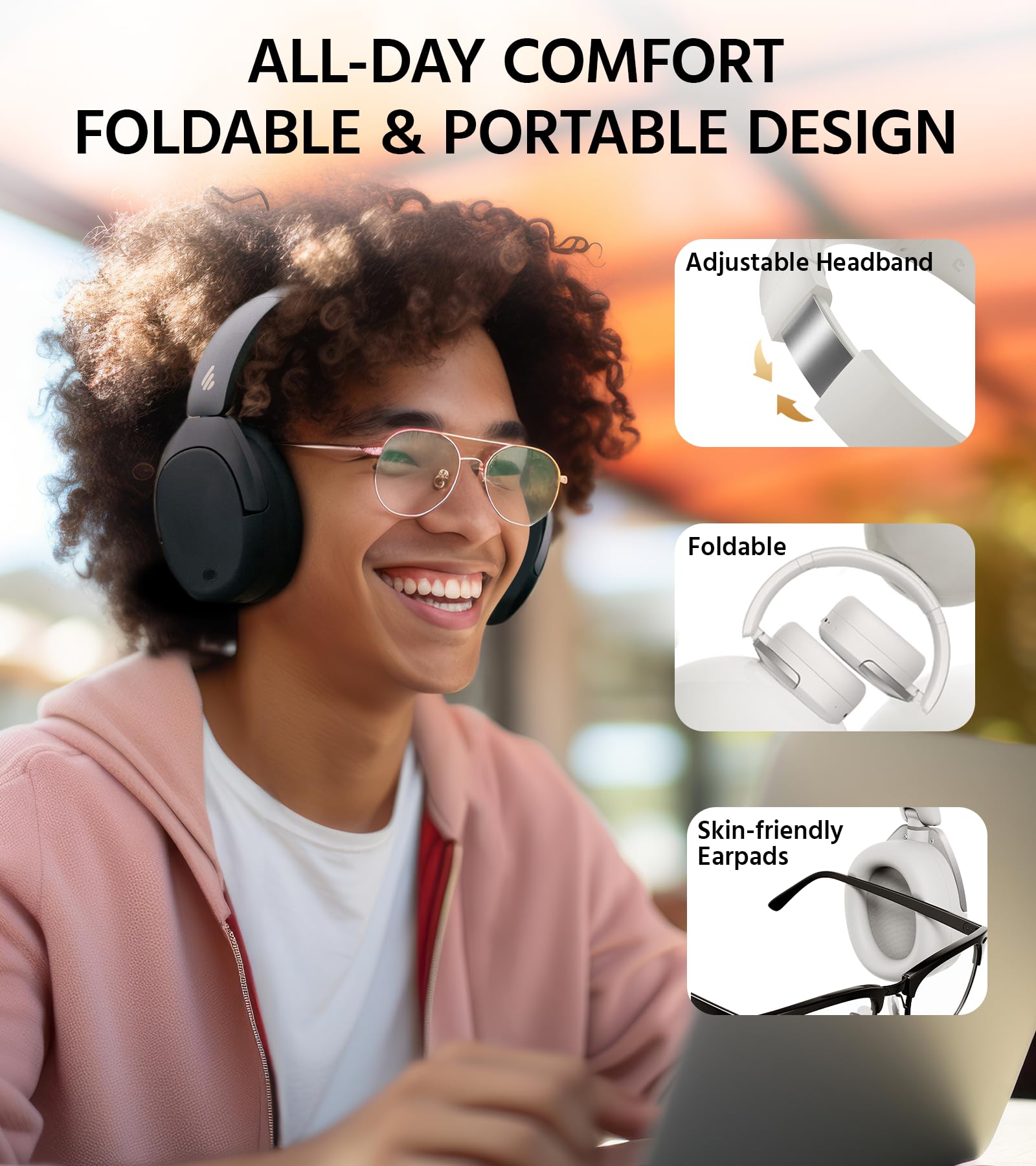 Foto 8 pulgar | Auriculares Supraaurales Inalámbricos Edifier W830nb Con Anc 94h Negros - Venta Internacional.