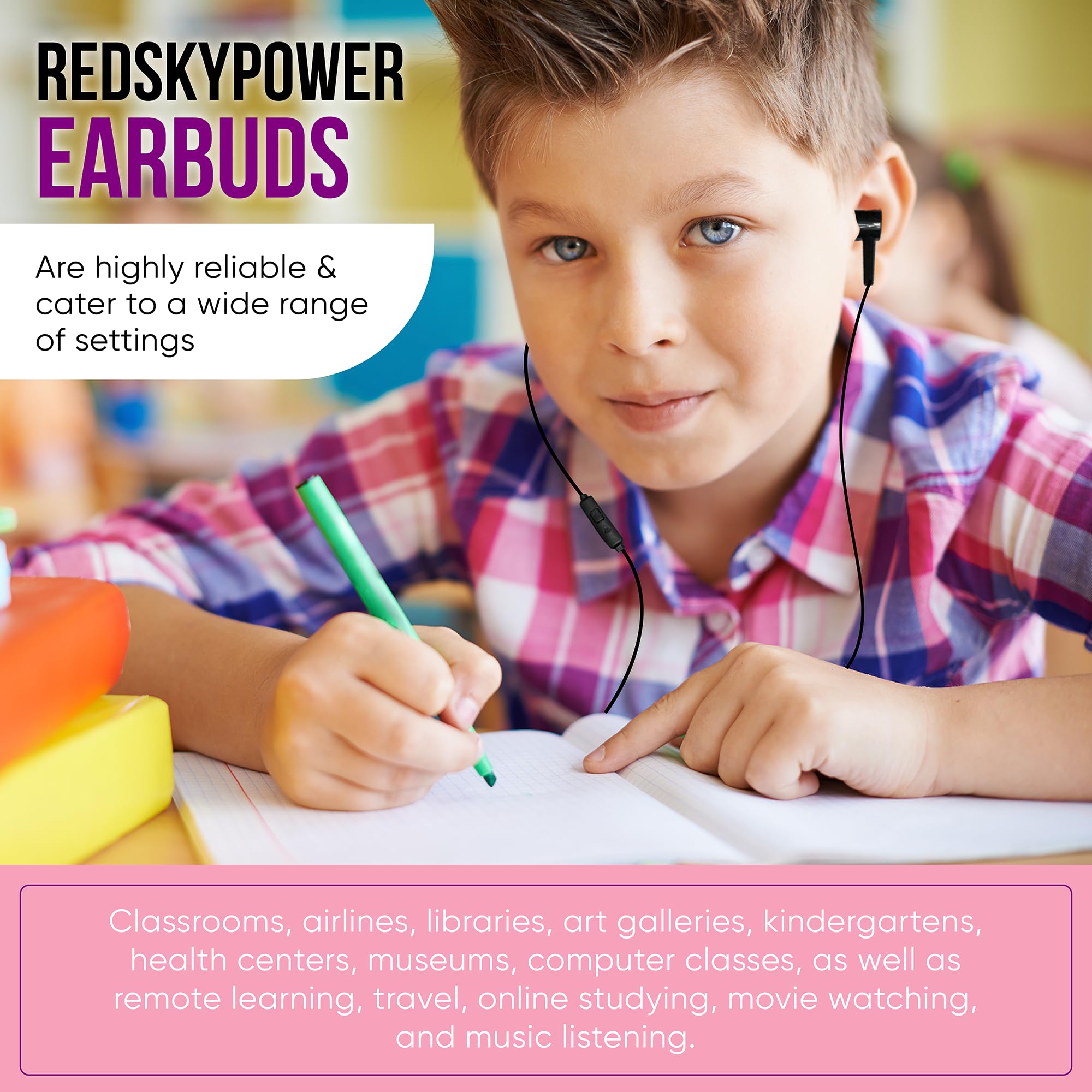 Foto 5 | Auriculares Con Micrófono Con Cable Redskypower, Paquete De 10 - Venta Internacional.
