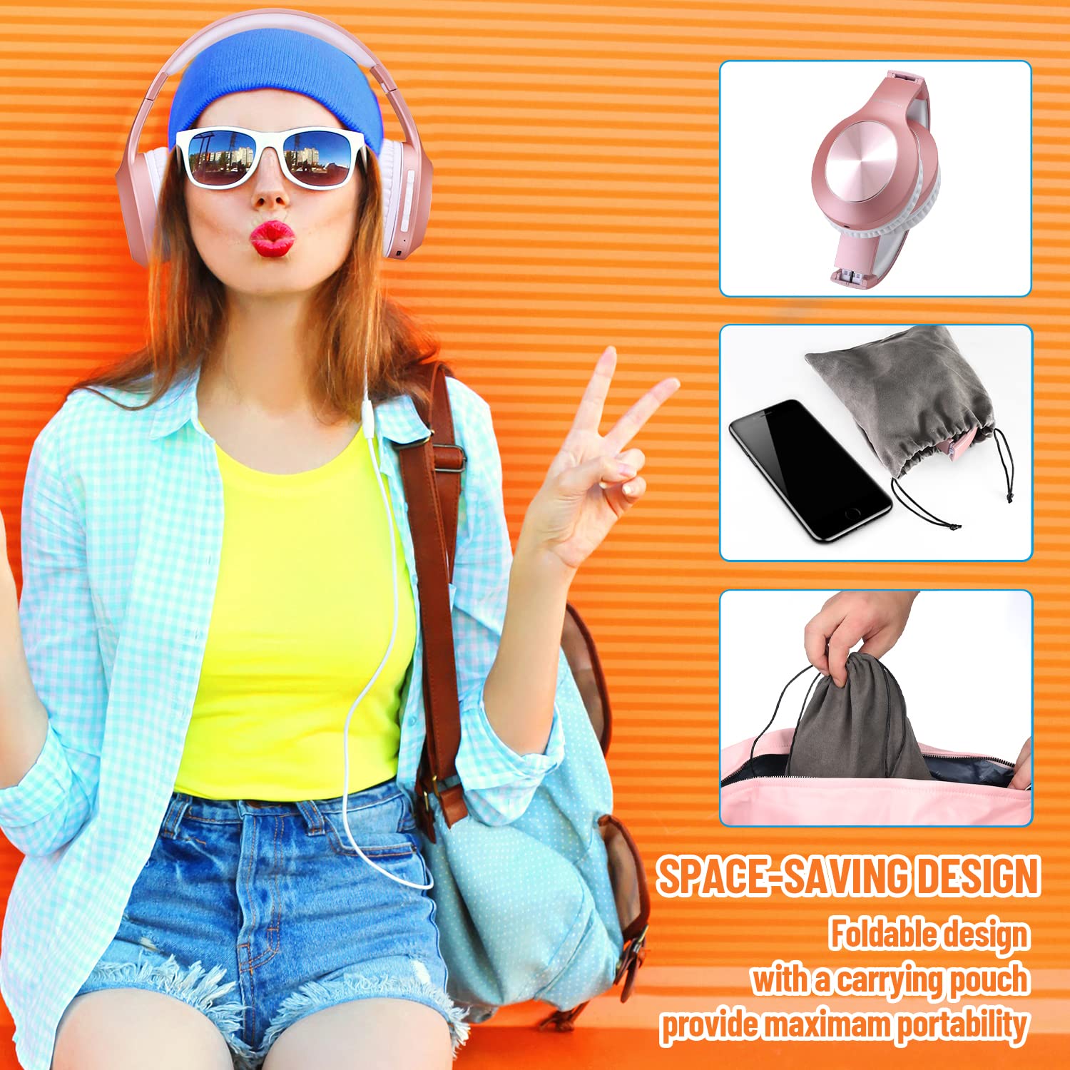Foto 6 pulgar | Auriculares Bluetooth Rydohi Over Ear 68h Playtime Rose Gold - Venta Internacional.