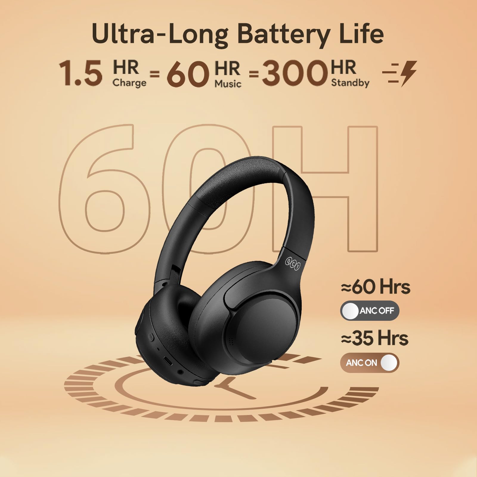Foto 5 pulgar | Auriculares Bluetooth Qcy H3 Anc Para Colocar Sobre Las Orejas Con Micrófono 60h Negros - Venta Internacional.
