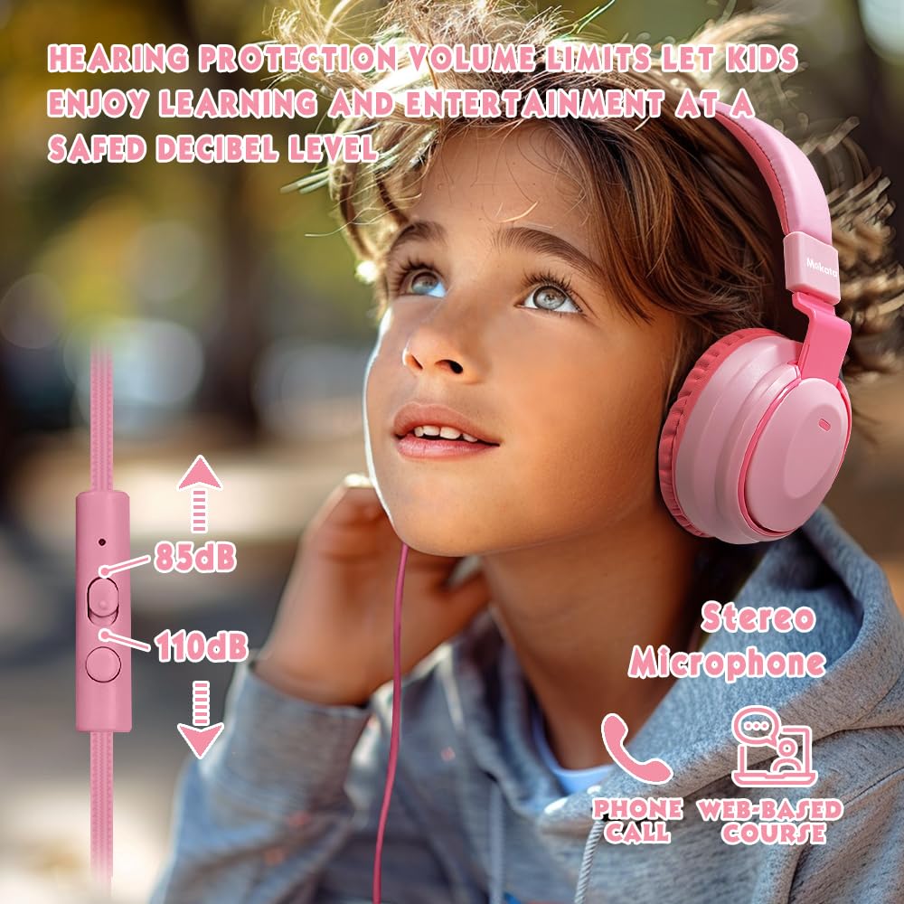 Foto 4 pulgar | Auriculares Mokata Kids Volume Limited 85/96 Db Con Cable Rosa - Venta Internacional.