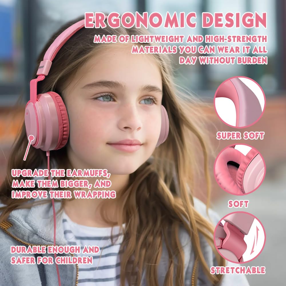 Foto 5 pulgar | Auriculares Mokata Kids Volume Limited 85/96 Db Con Cable Rosa - Venta Internacional.