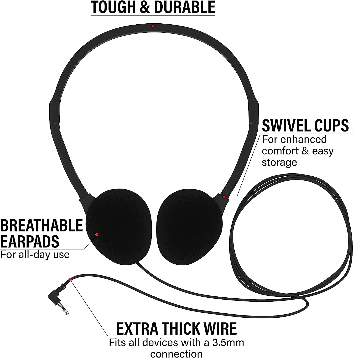 Foto 5 pulgar | Auriculares Maeline Bulk Classroom Student On Ear, Paquete De 10 - Venta Internacional.