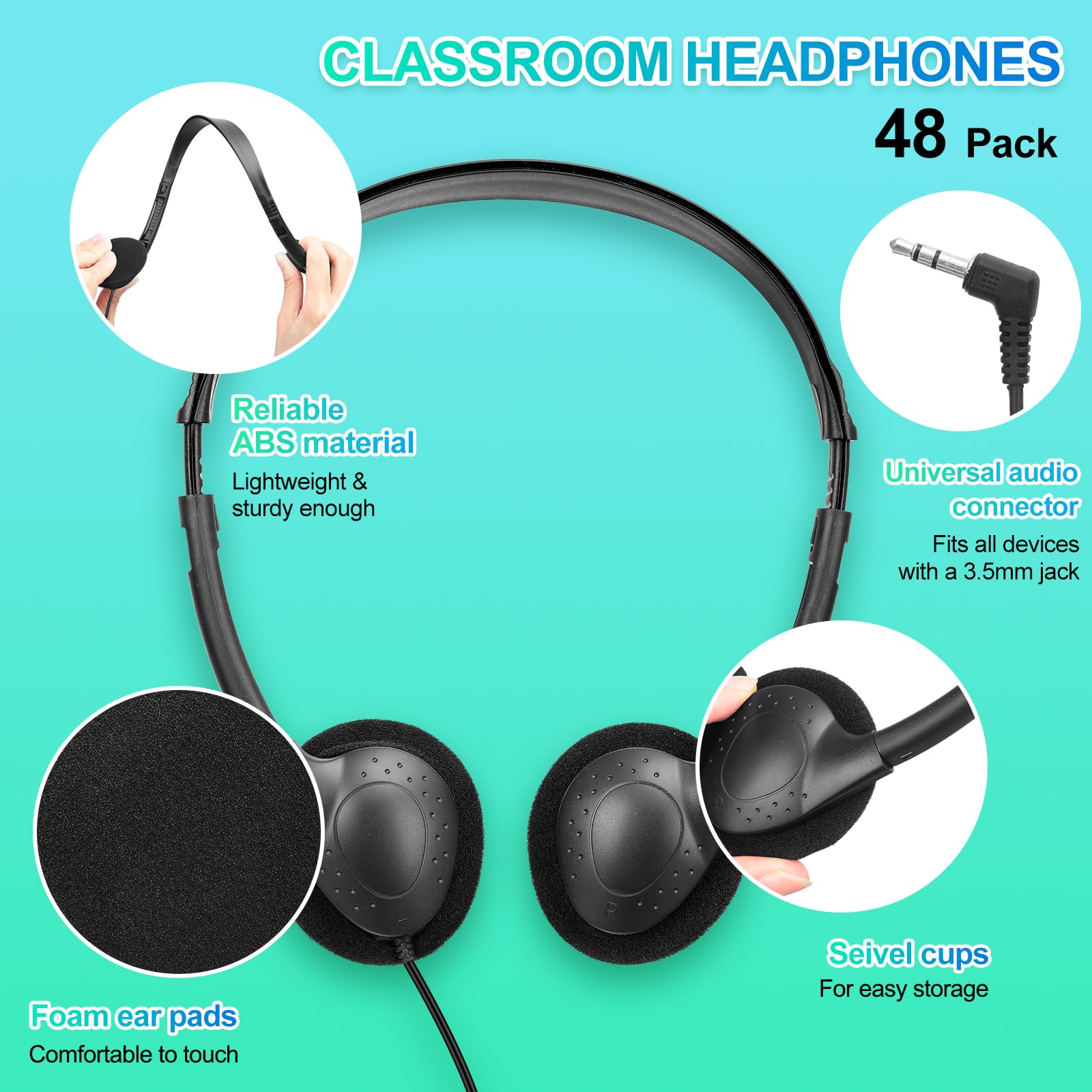 Foto 3 pulgar | Auriculares Estéreo Supraaurales Frienda Classroom Con Cable, Paquete De 48 - Venta Internacional.
