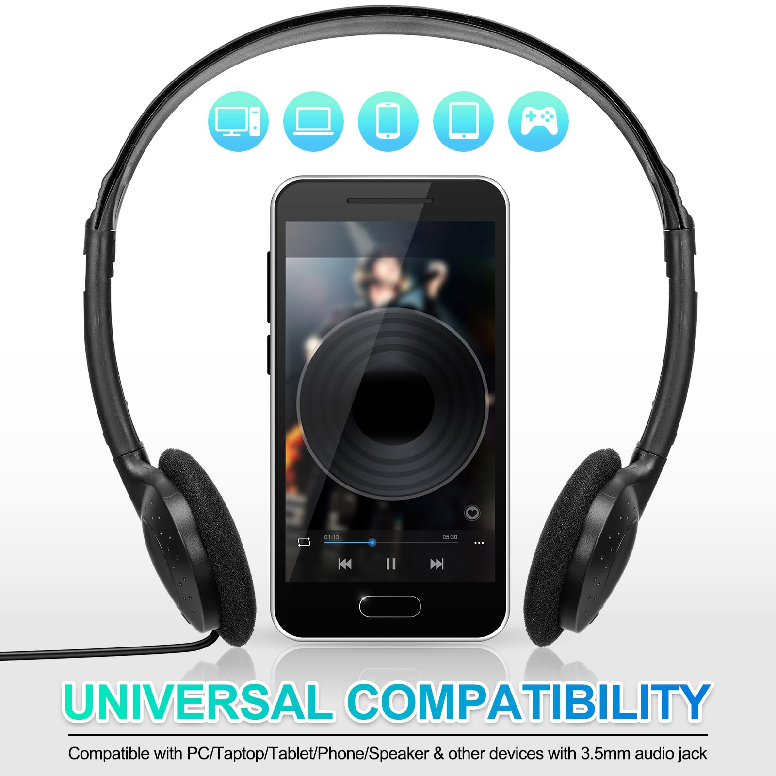 Foto 5 pulgar | Auriculares Estéreo Supraaurales Frienda Classroom Con Cable, Paquete De 48 - Venta Internacional.