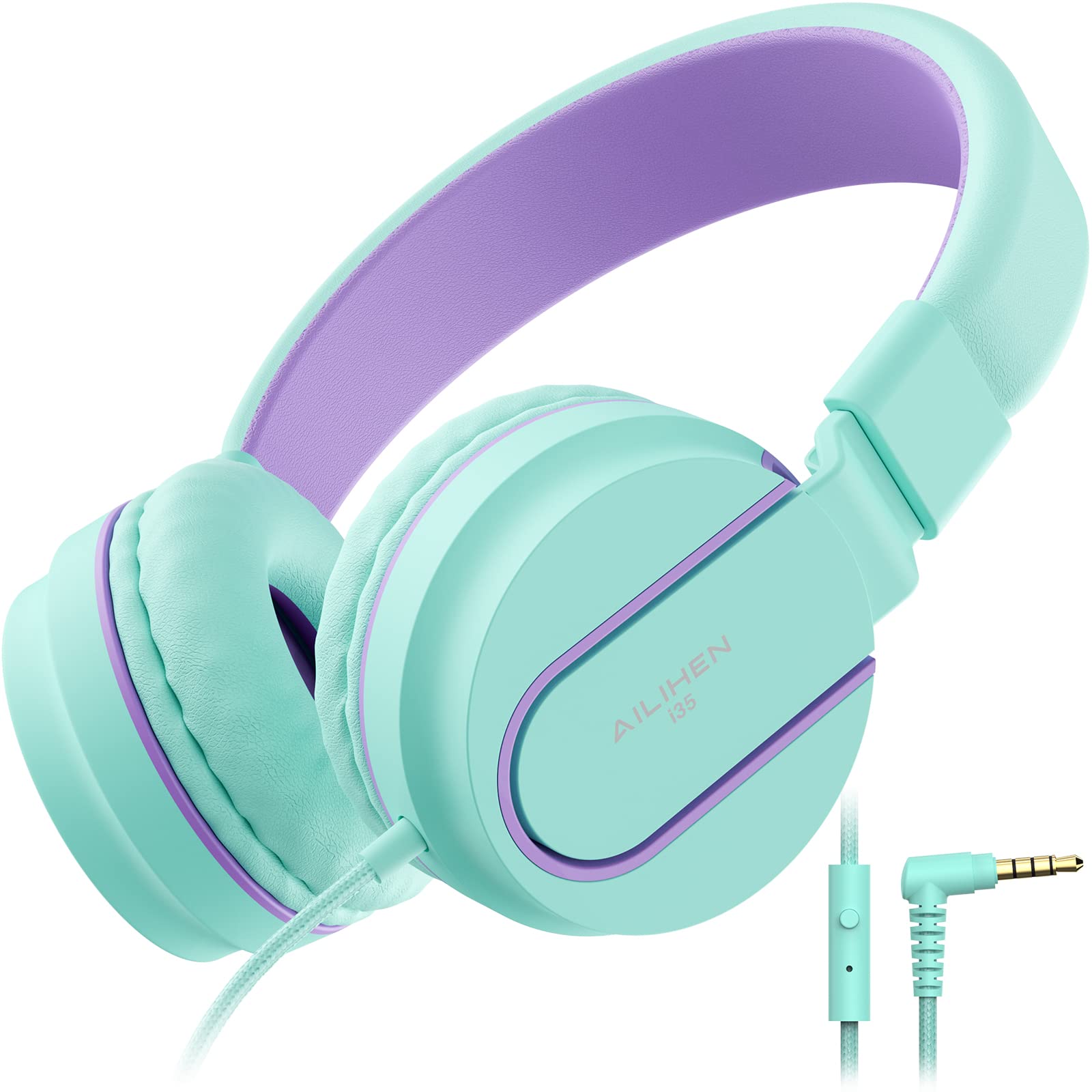 Foto 2 pulgar | Auriculares Intraurales Ailihen I35 De 93 Db, Volumen Limitado Para Niños, Color Verde Y Morado - Venta Internacional.