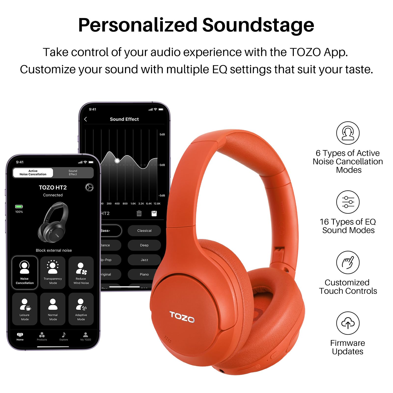 Foto 6 | Auriculares Tozo Ht2 Hybrid Con Cancelación Activa De Ruido Rojos - Venta Internacional.