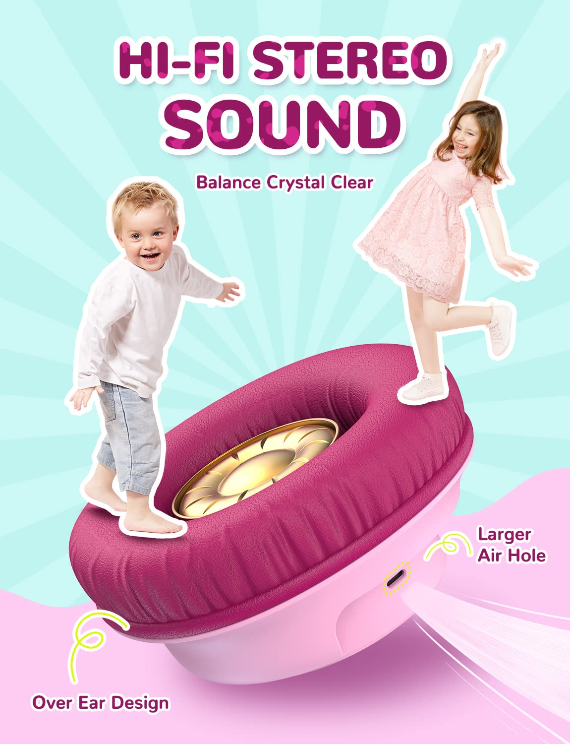 Foto 4 pulgar | Auriculares Bluetooth Iclever Bth18 Para Niños Con Luces Led Rosas - Venta Internacional.