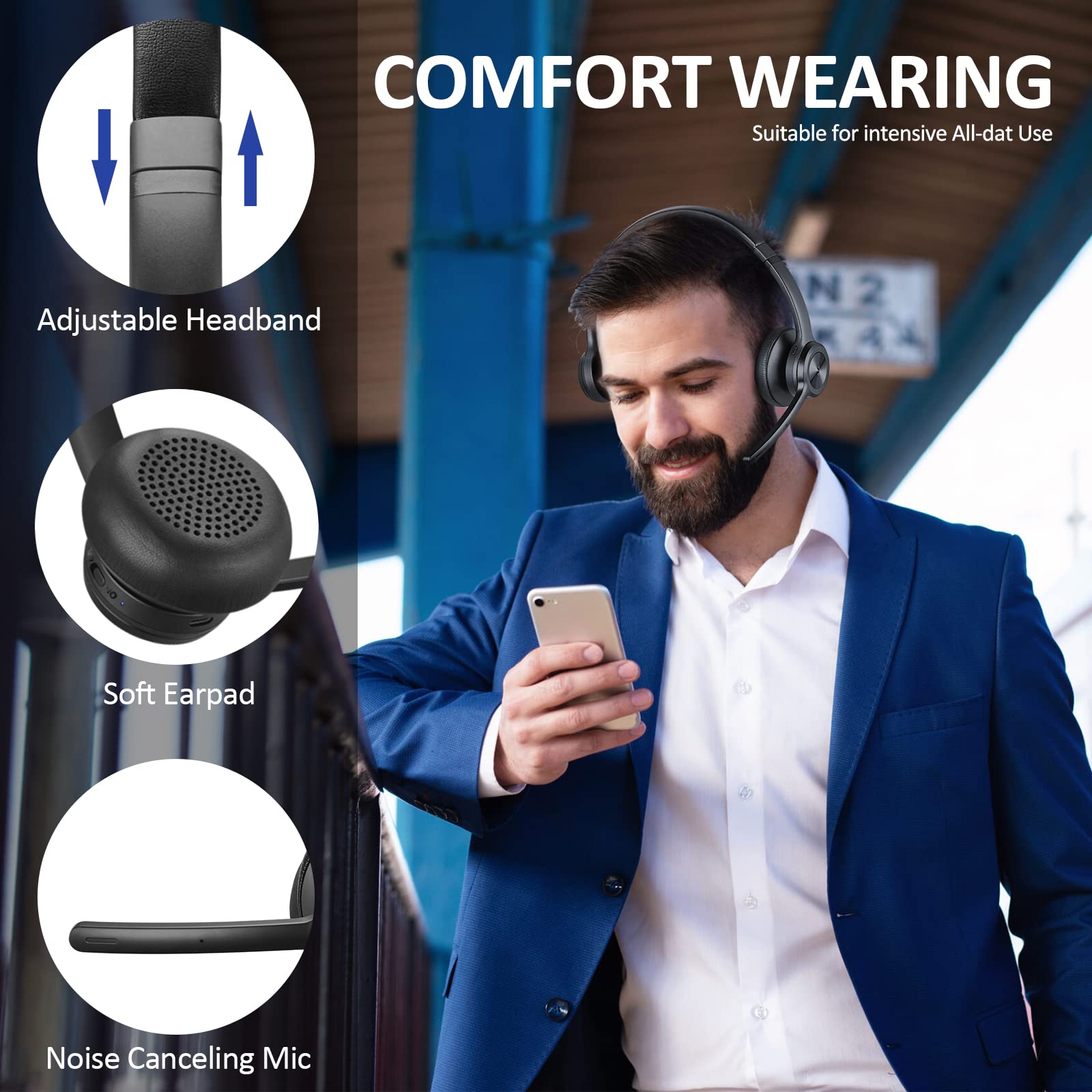 Foto 4 pulgar | Auriculares Bluetooth Ekvanbel V5.2 Inalámbricos Con Cancelación De Ruido - Venta Internacional.