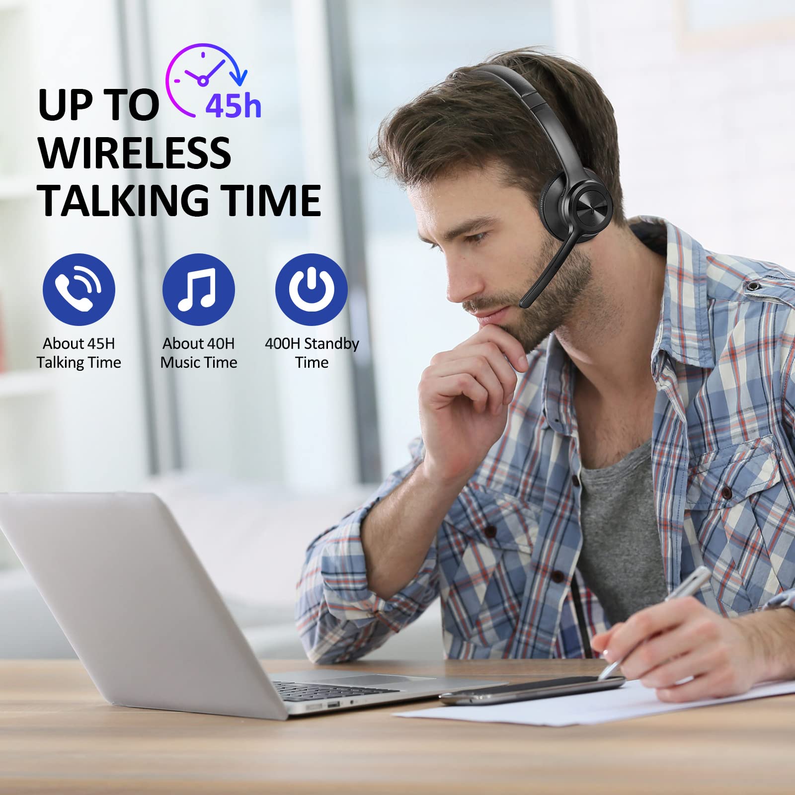 Foto 7 pulgar | Auriculares Bluetooth Ekvanbel V5.2 Inalámbricos Con Cancelación De Ruido - Venta Internacional.