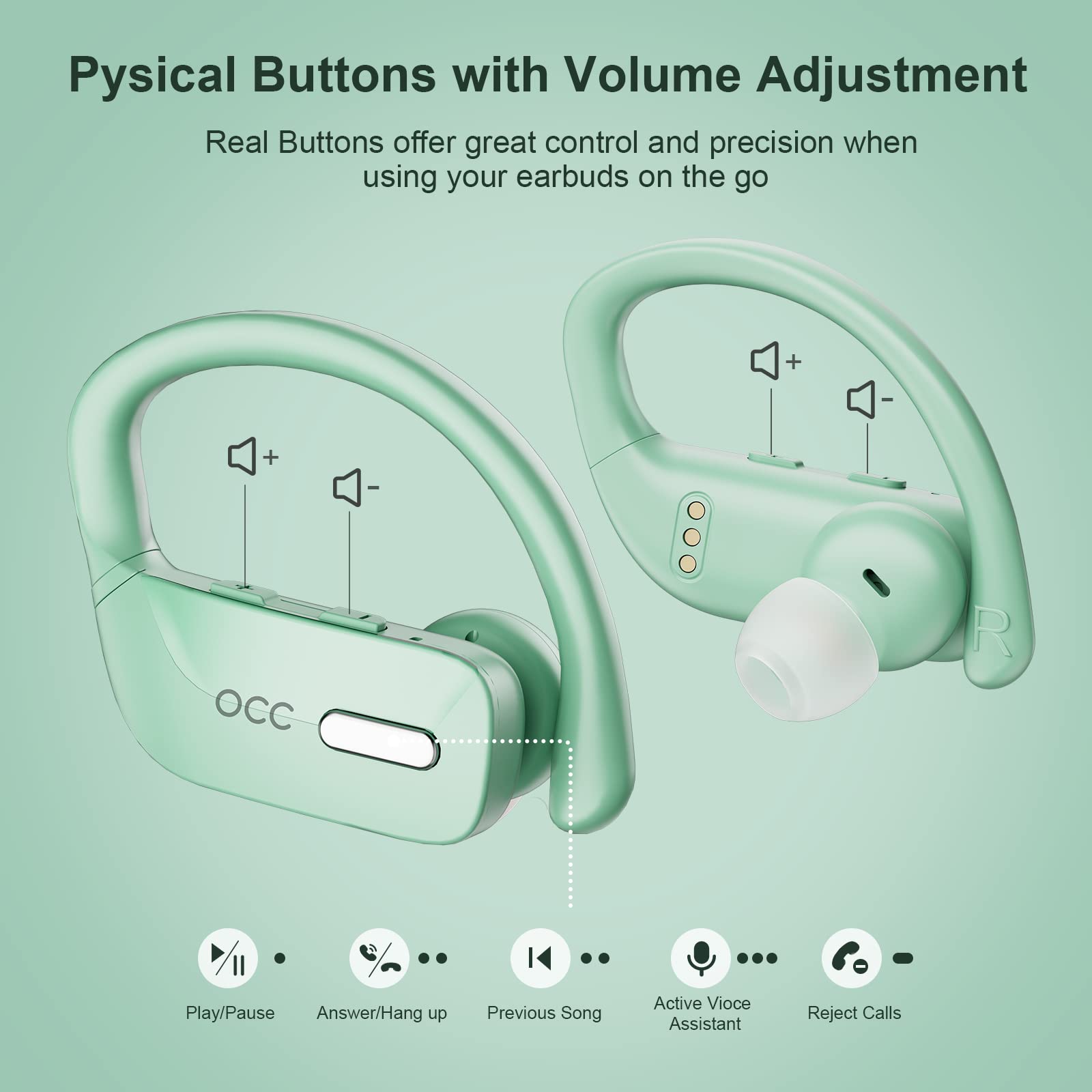 Foto 5 pulgar | Auriculares Inalámbricos Occiam T17 Bluetooth 48h Play Back Green - Venta Internacional.