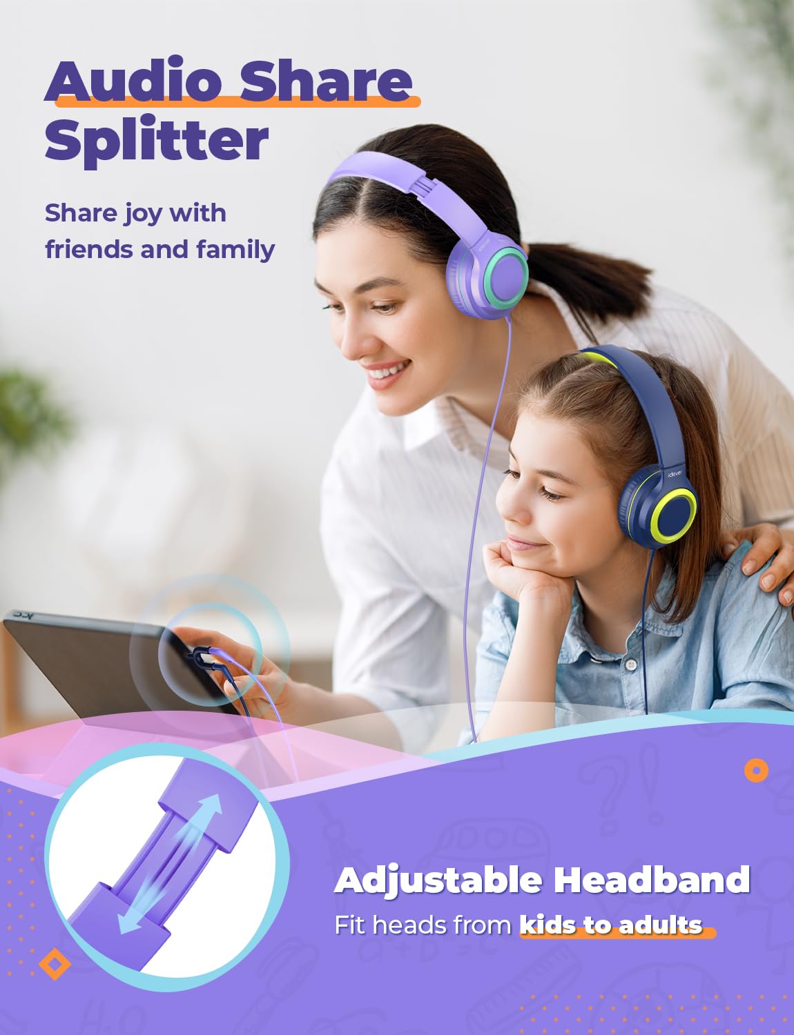 Foto 3 pulgar | Auriculares Iclever Hs22 Para Niños Con Divisor Para Compartir, Volumen De 94 Db - Venta Internacional.