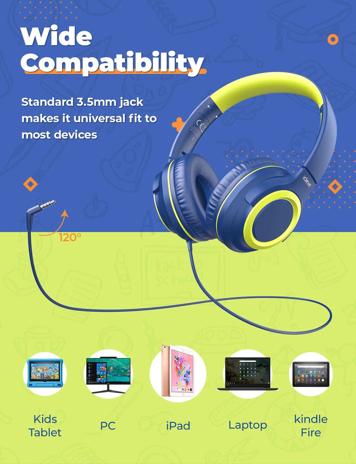 Foto 7 pulgar | Auriculares Iclever Hs22 Para Niños Con Divisor Para Compartir, Volumen De 94 Db - Venta Internacional.