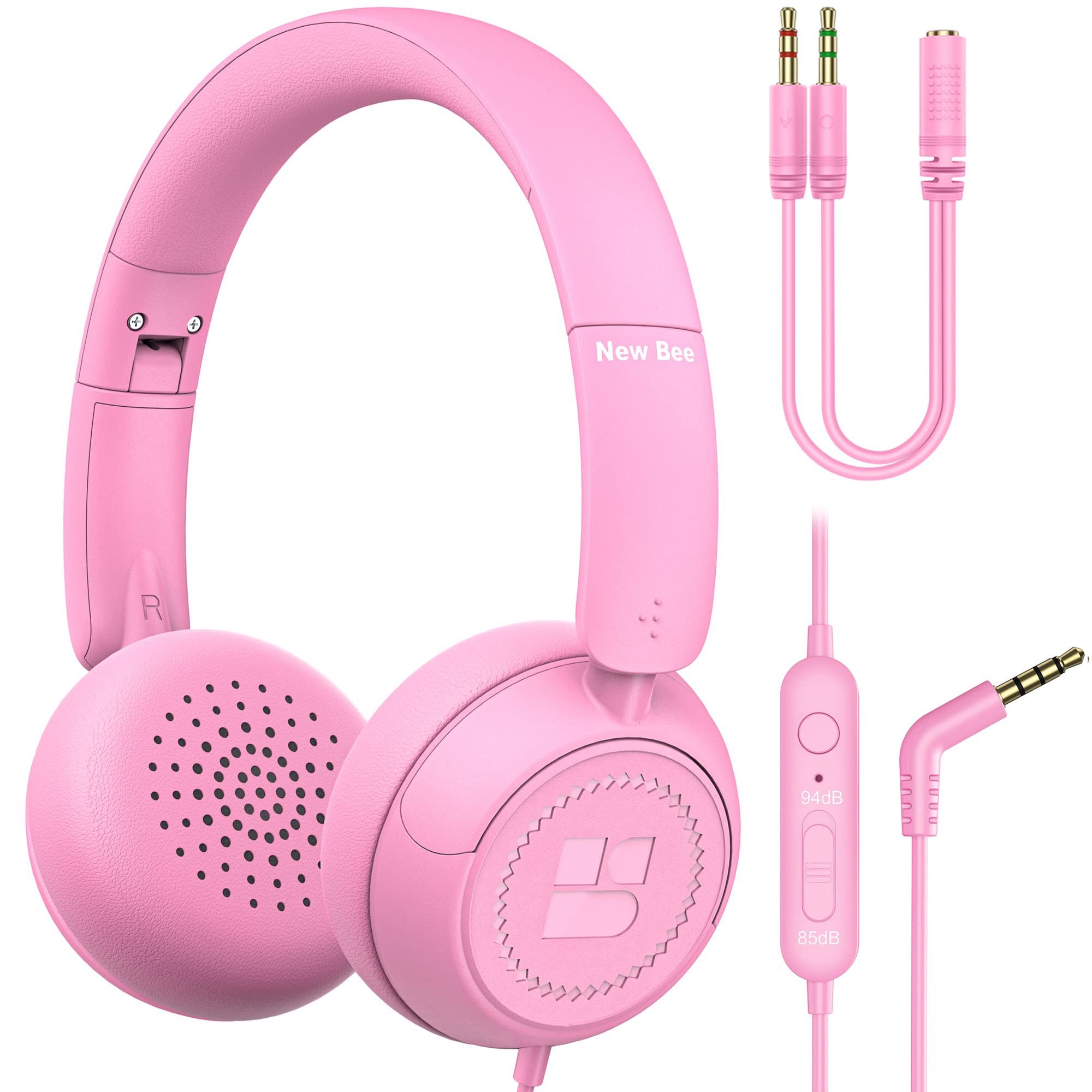 Foto 2 pulgar | Auriculares New Bee Kh18 Kids Con Micrófono Con Límite De Volumen, Color Rosa - Venta Internacional.