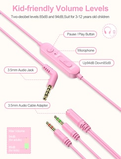Foto 4 | Auriculares New Bee Kh18 Kids Con Micrófono Con Límite De Volumen, Color Rosa - Venta Internacional.