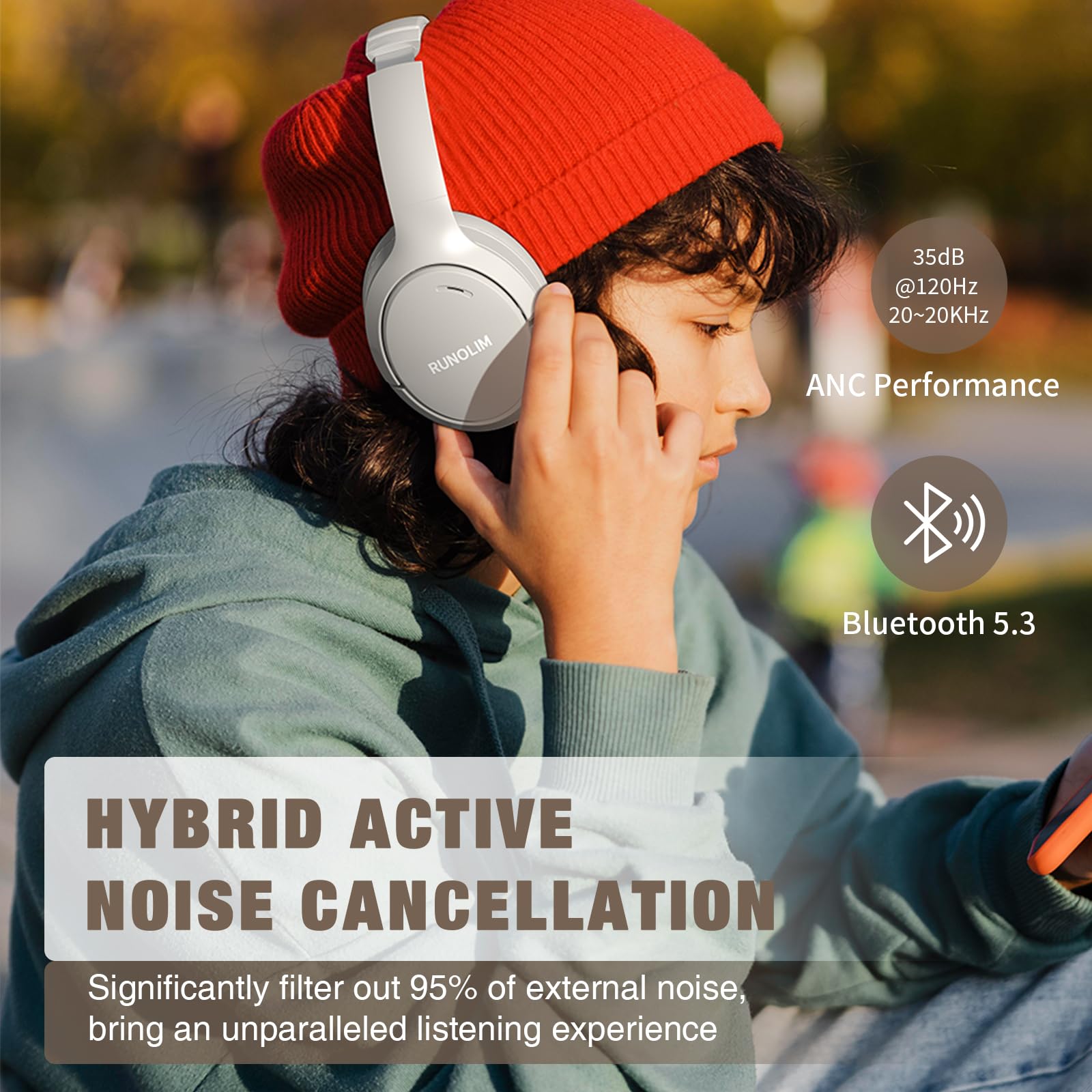 Foto 7 | Auriculares Runolim Hybrid Con Cancelación Activa De Ruido, 65 Horas De Reproducción - Venta Internacional.