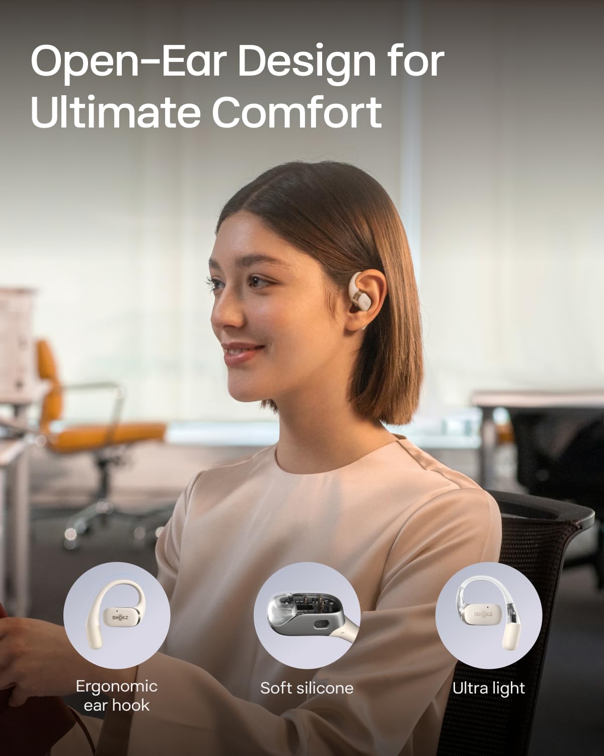 Foto 3 pulgar | Auriculares Bluetooth Shokz Openfit Openear Beige Con Micrófono - Venta Internacional.