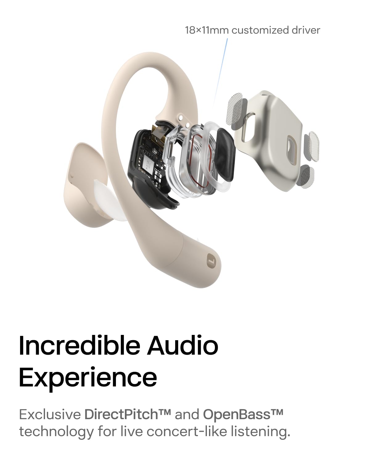 Foto 4 pulgar | Auriculares Bluetooth Shokz Openfit Openear Beige Con Micrófono - Venta Internacional.