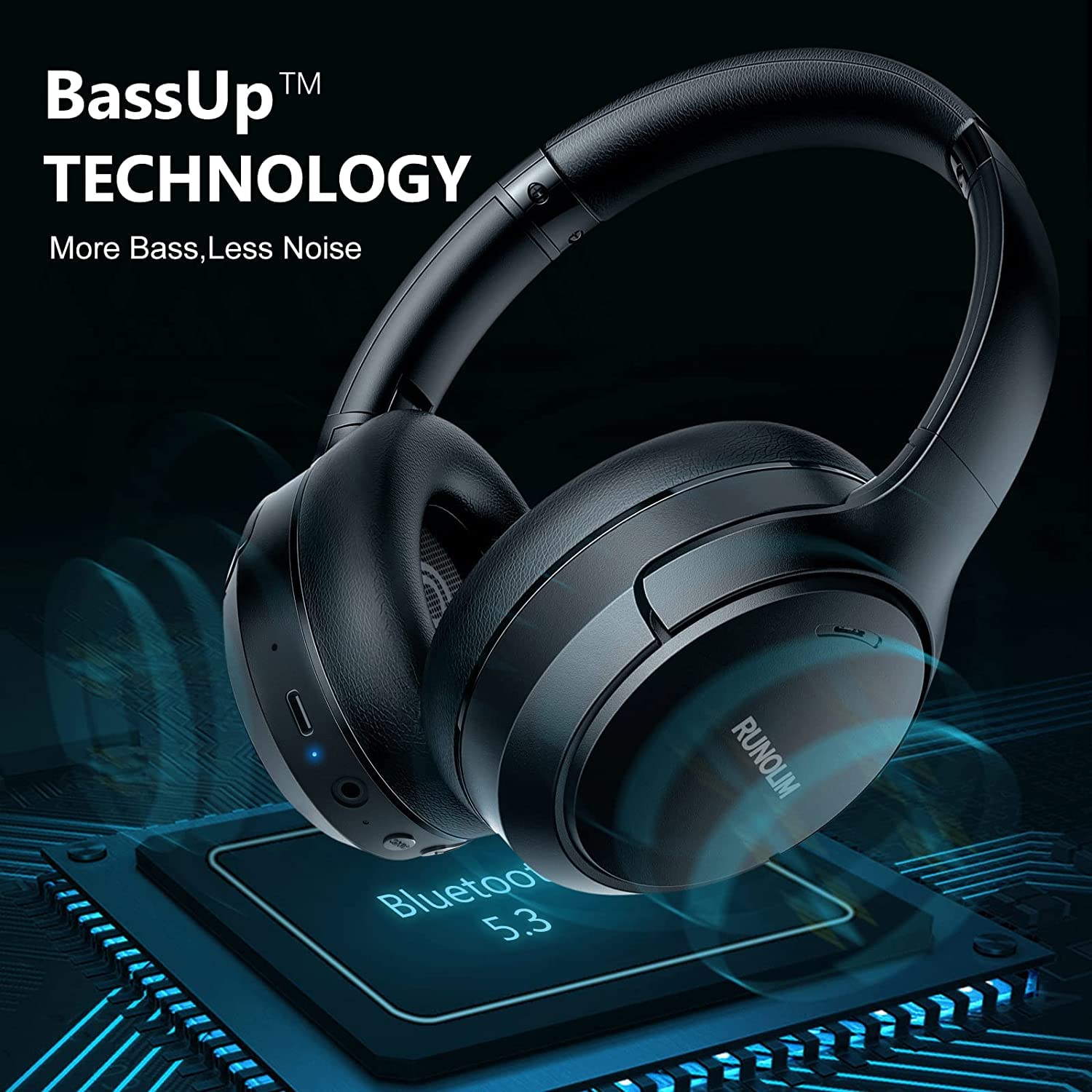 Foto 7 pulgar | Auriculares Runolim Hybrid Con Cancelación Activa De Ruido, 70 Horas De Reproducción - Venta Internacional.