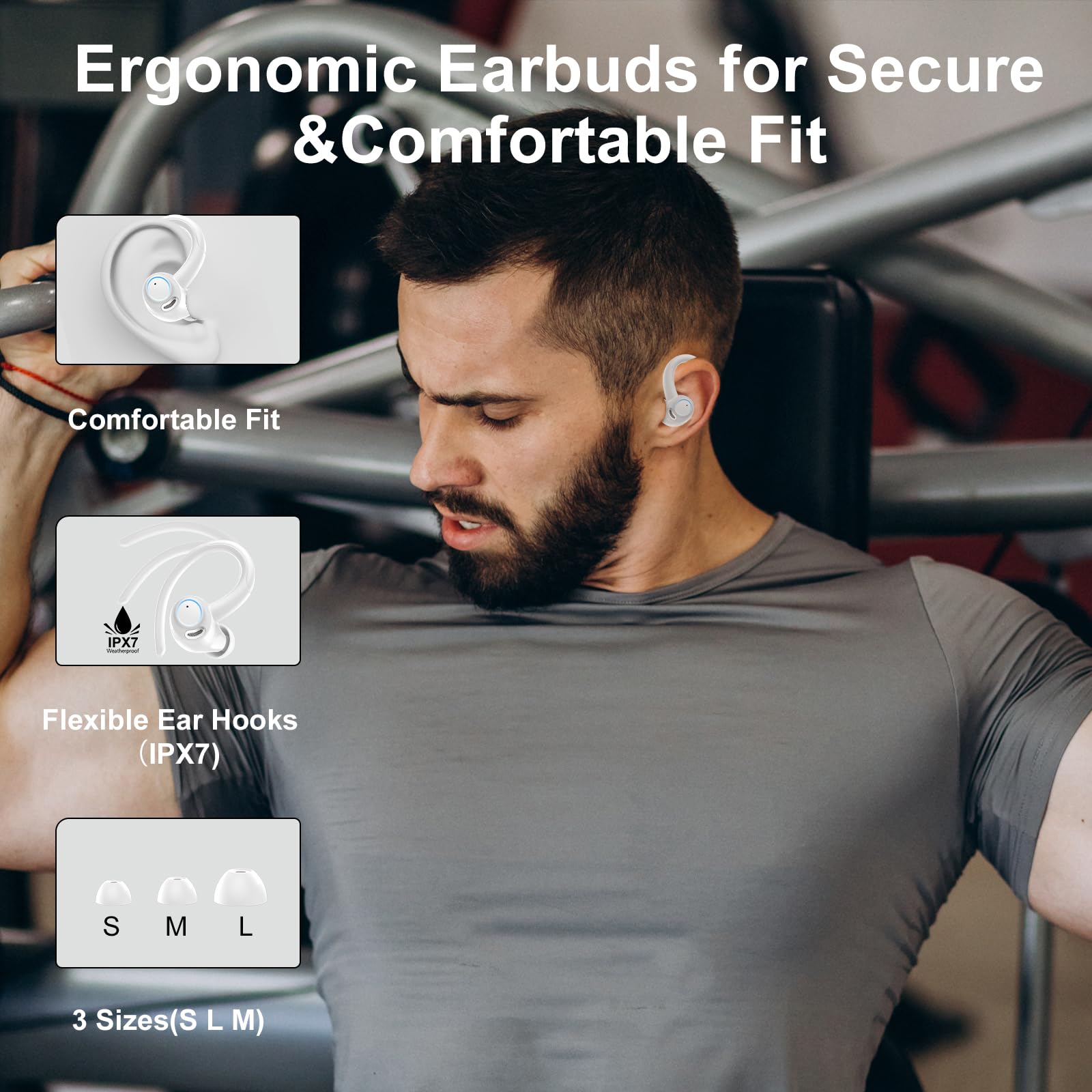 Foto 6 pulgar | Auriculares Inalámbricos Casan Sport Bluetooth 5.3 Para Colocar Sobre La Oreja, Blancos - Venta Internacional.