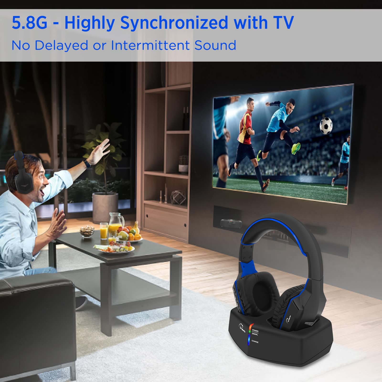 Foto 4 pulgar | Auriculares Inalámbricos Wallarge Para Tv Con Transmisor Rf De 5.8 Ghz - Venta Internacional.