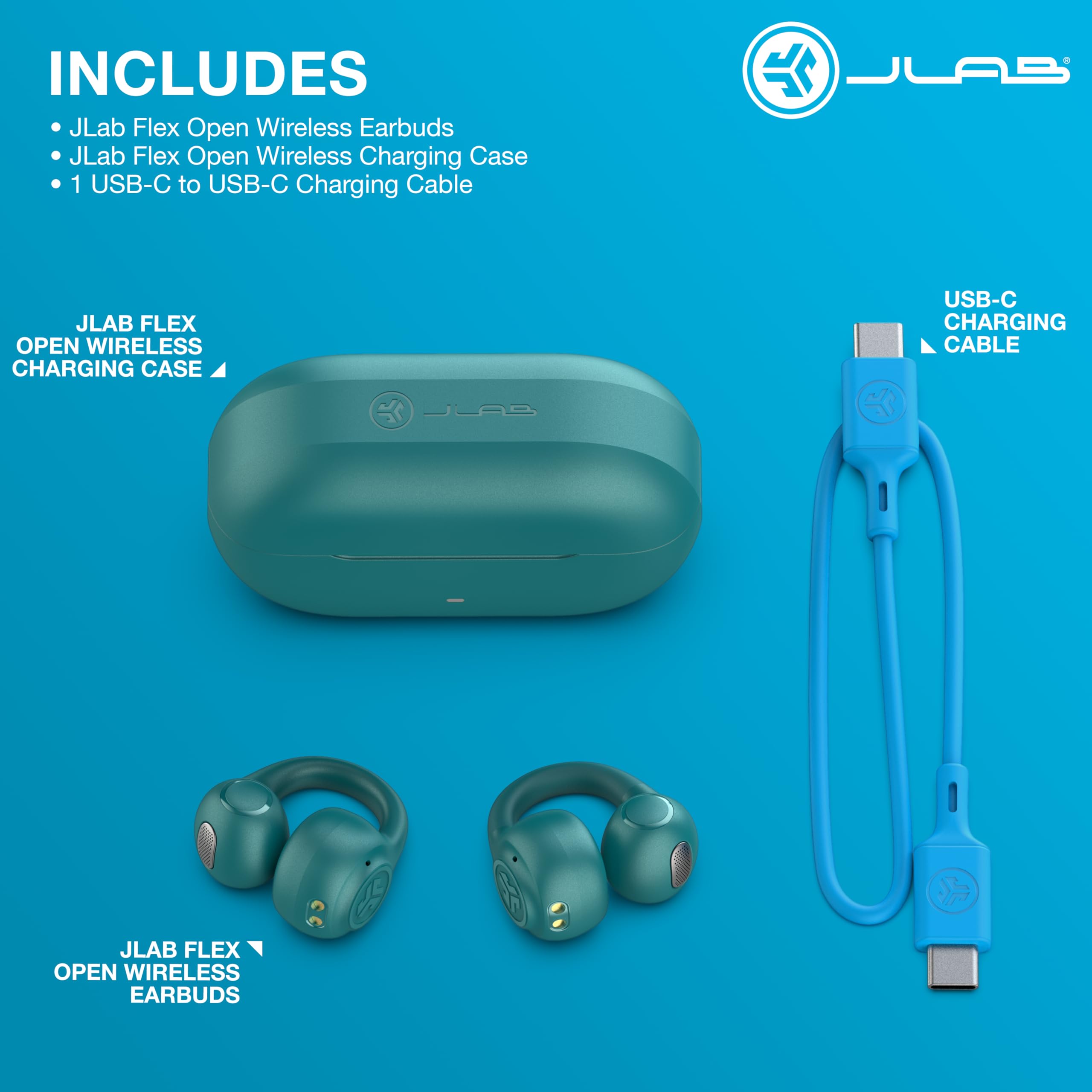 Foto 8 pulgar | Auriculares Jlab Flex Open Wireless Verde Azulado - Venta Internacional