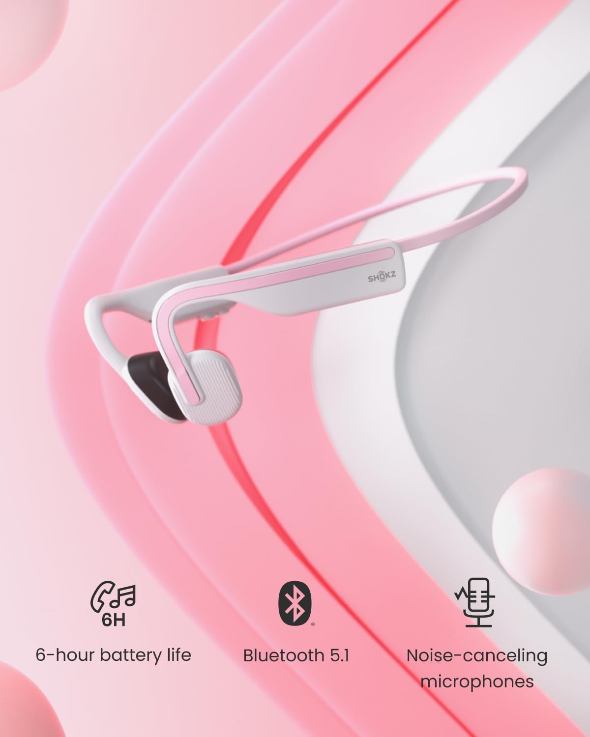 Foto 6 pulgar | Auriculares Shokz Deportivos Rosa con Adhesivo - Venta Internacional