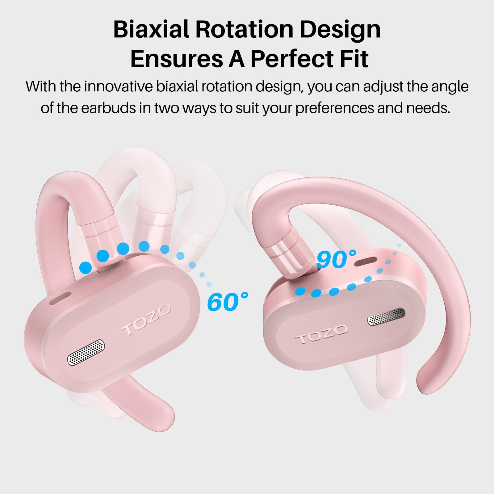 Foto 3 pulgar | Auriculares True Wireless Tozo Open Buds Bluetooth 5.3 Rosa - Venta Internacional